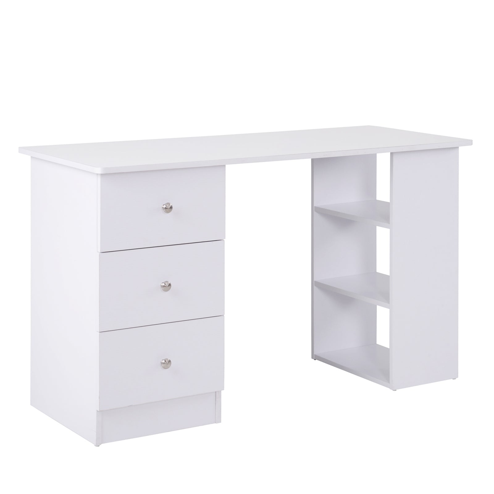 Multimedia Computer Desk with Multiple Storage Spaces 3 Drawers 2 Shelves 120L x 49W x 72H cm White