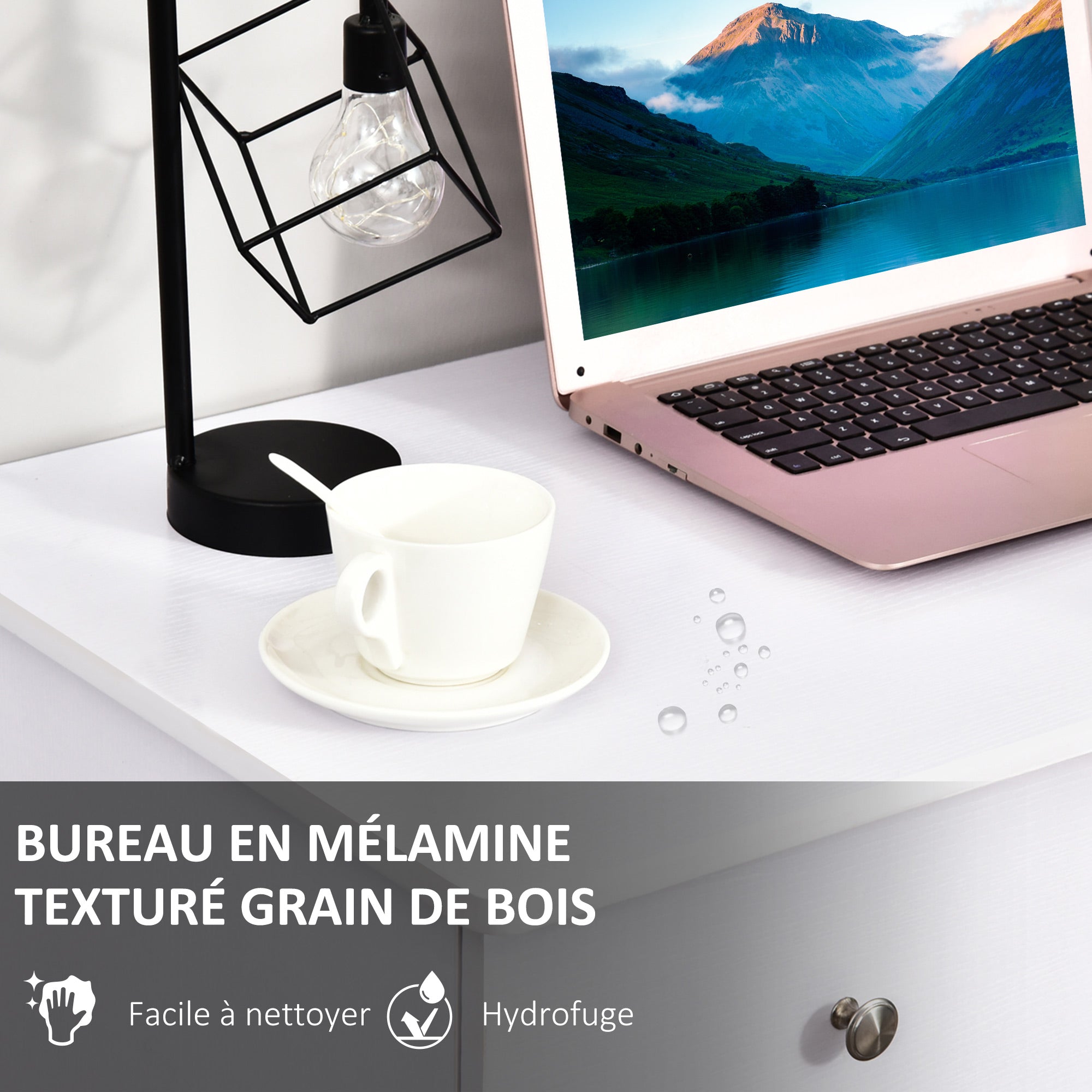 Multimedia Computer Desk with Multiple Storage Spaces 3 Drawers 2 Shelves 120L x 49W x 72H cm White