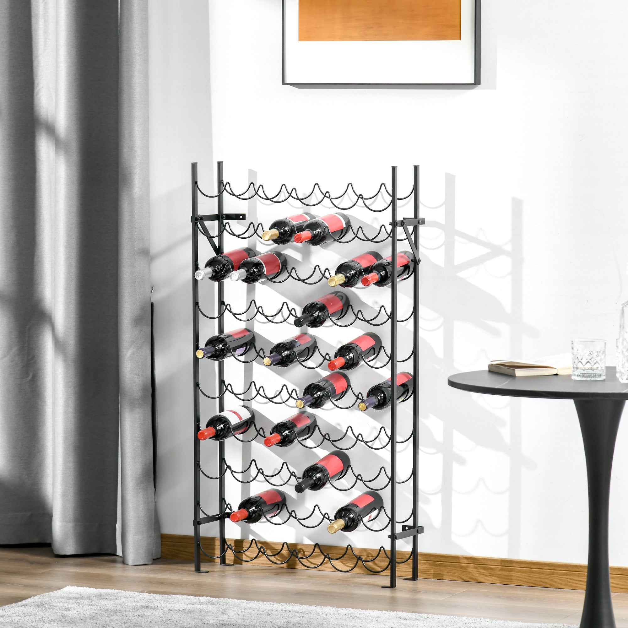 Wine Rack Wine Stand Bottle Rack 60 Bottles Wall Mount Metal Black
