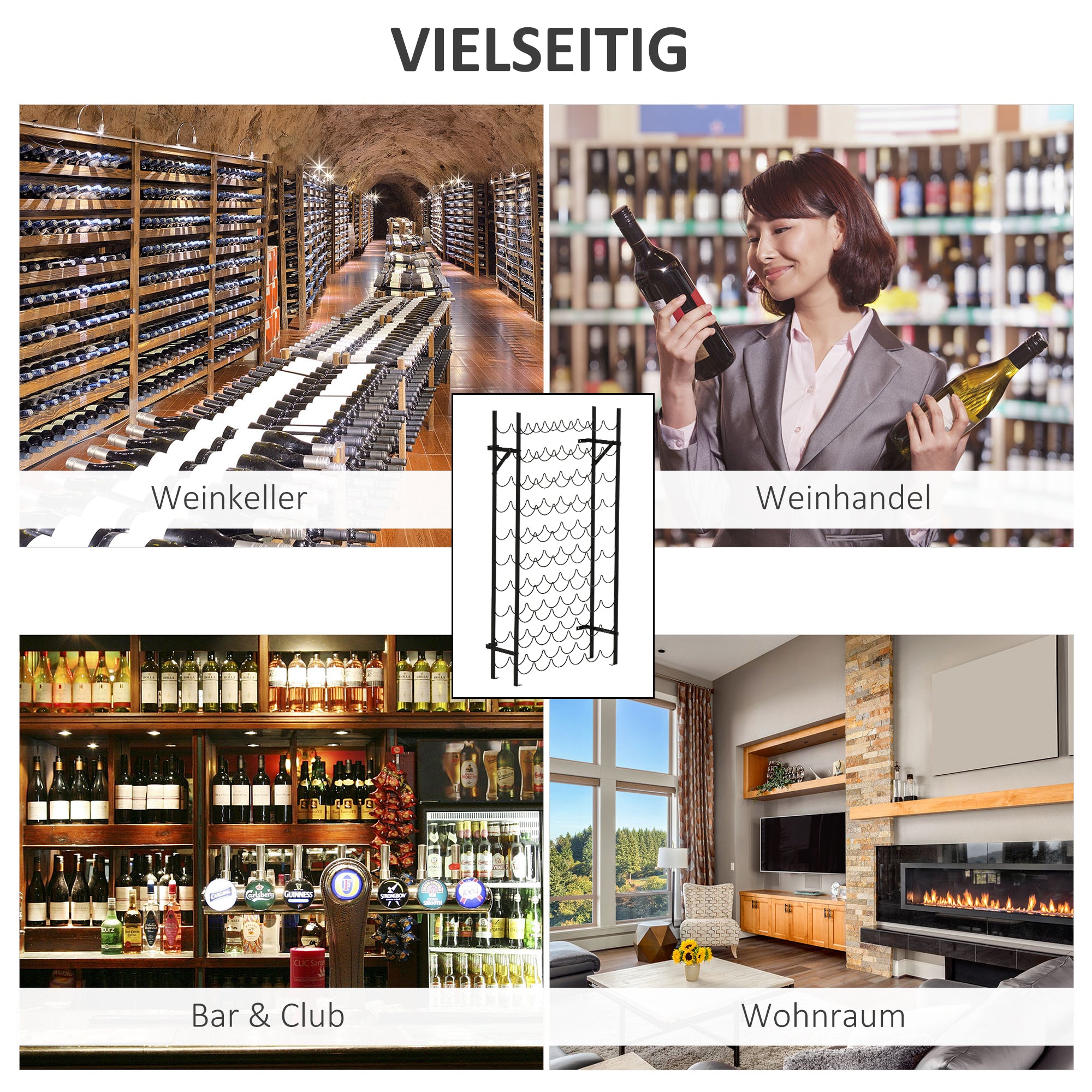 Wine Rack Wine Stand Bottle Rack 60 Bottles Wall Mount Metal Black