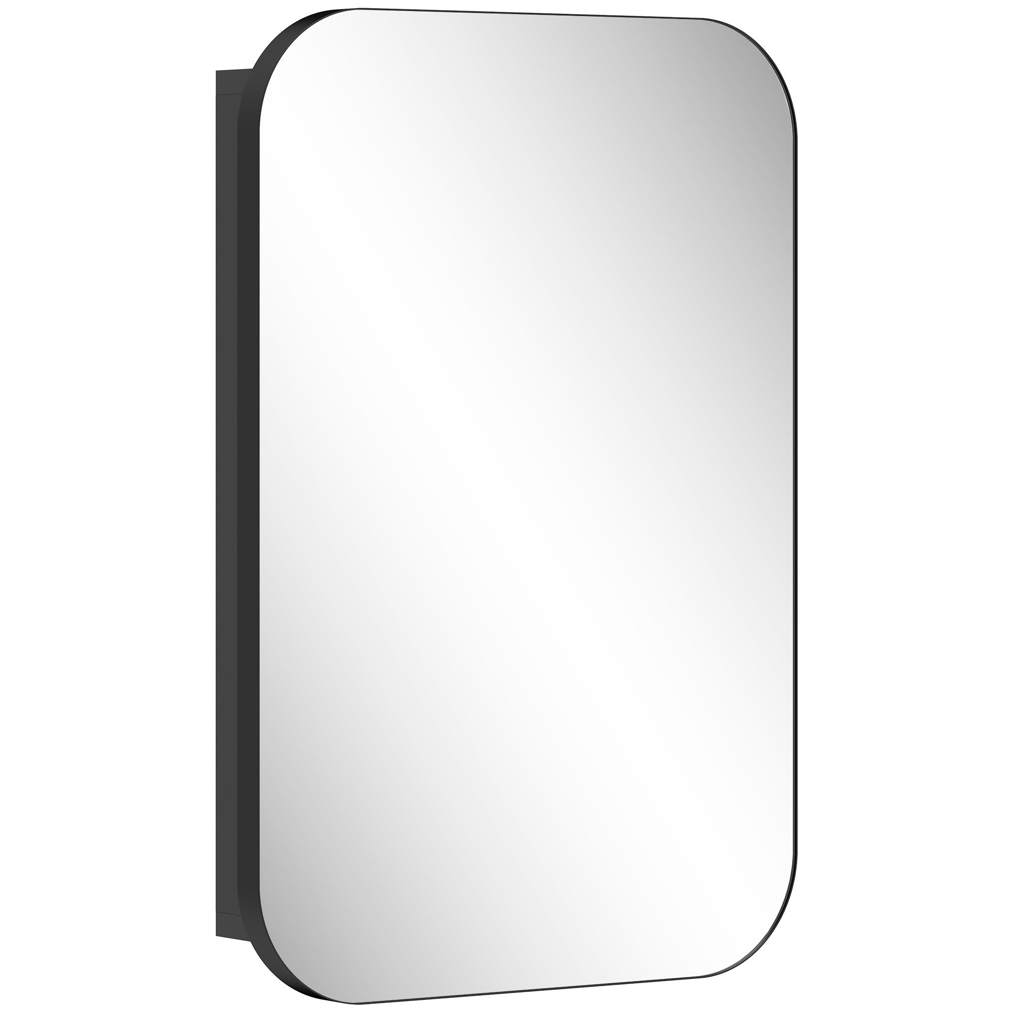 Bathroom Mirrored Cabinet, Wall-Mounted Black Medicine Cabinet with Adjustable Shelves and Soft-Close Door, 15.7 x 3.9 x 23.6 in