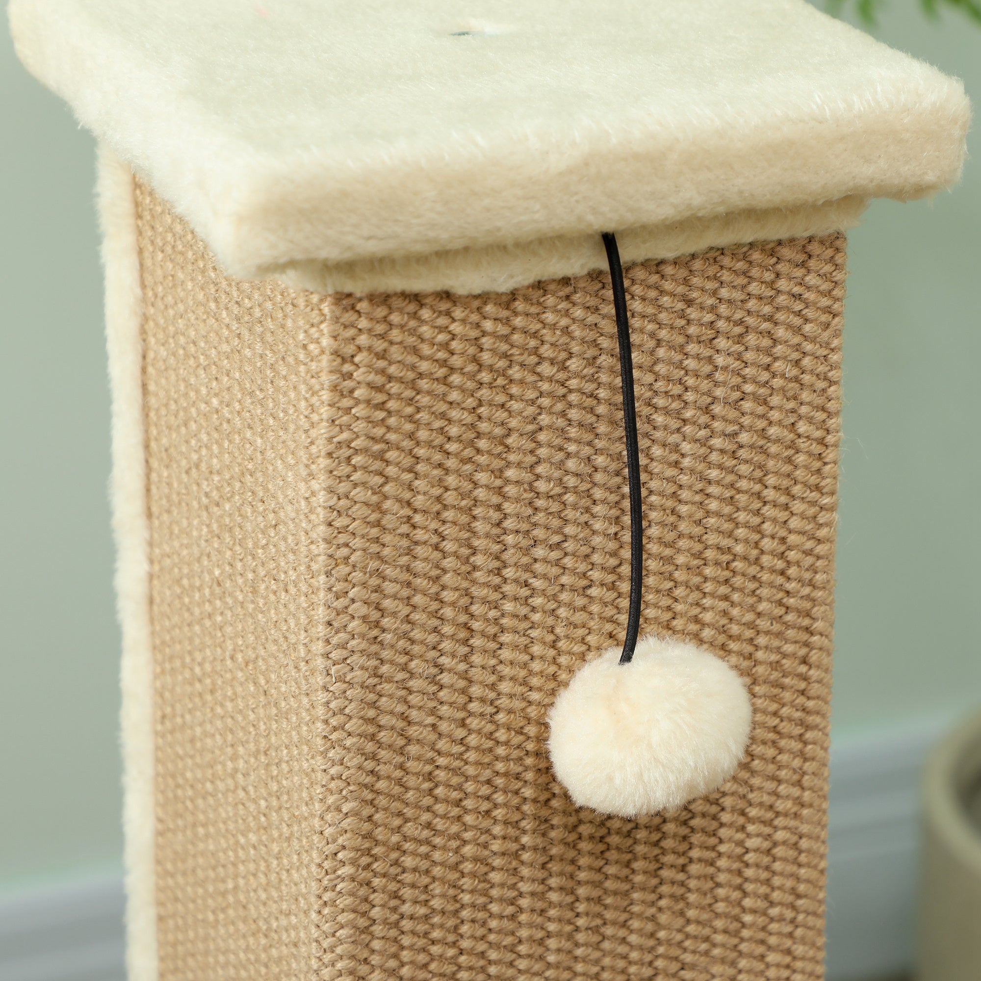 Cat Scratching Post Height 31.9 inches Cat Scratcher with Jute Post and Hanging Ball 16.1x16.1x31.9 inches Beige