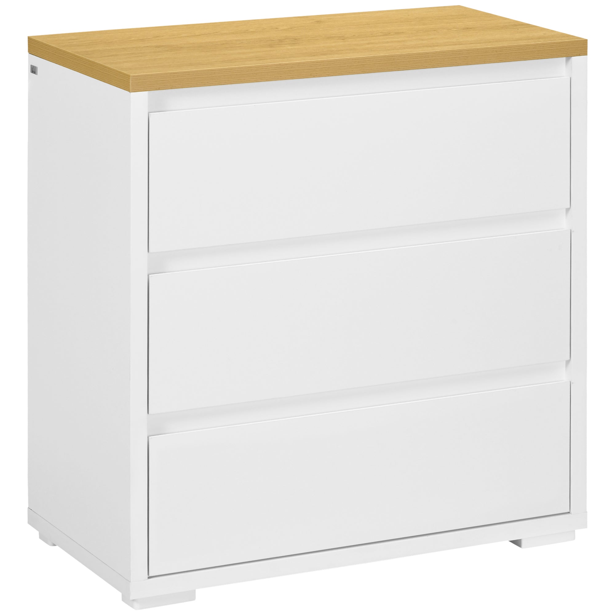 3-Drawer White Particleboard Dresser for Bedroom, Study, and Living Room, 70x37x75cm