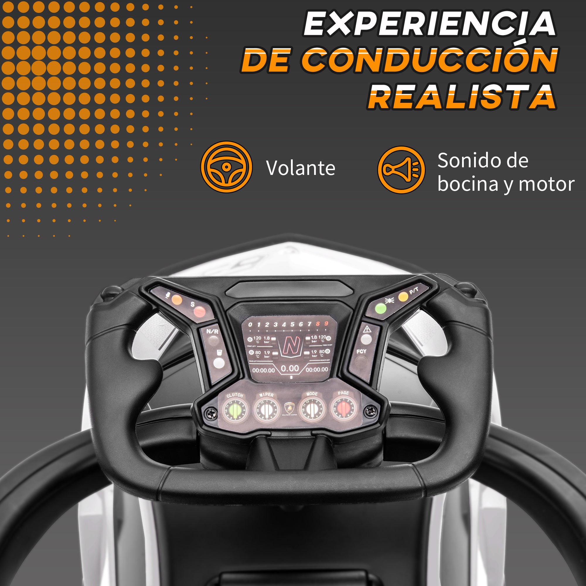 2 in 1 Lamborghini Essenza SCV12 Push Along Car for Kids 12-36 Months Walker Pusher with Horn Removable Push Handle and Safety Guardrail 86.5x40x89.5 cm White and Black