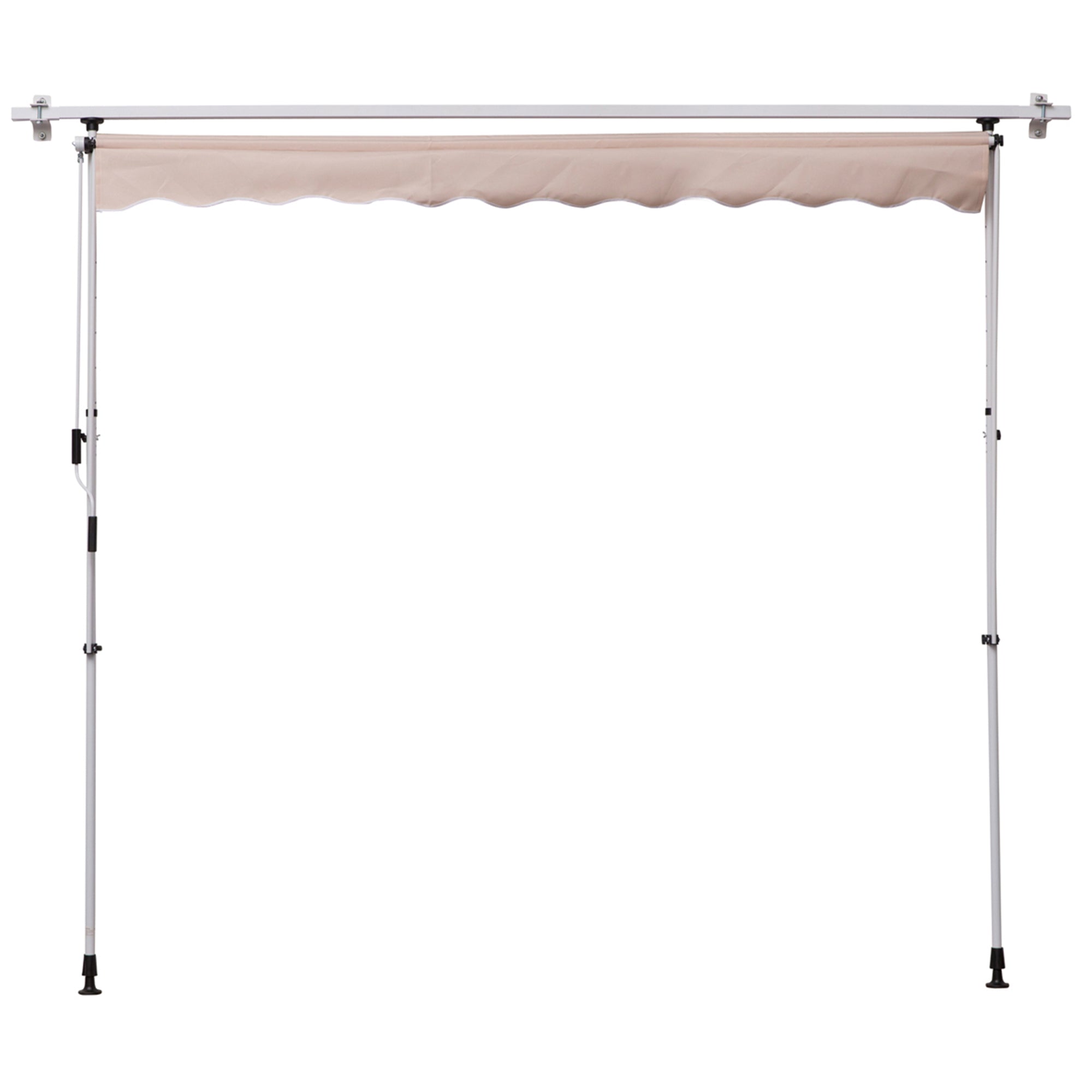 Clamp Awning with Hand Crank Adjustable Height Articulated Arm Awning Dirt-Repellent, Weather-Resistant Balcony Awning 150cm Wide Patio Awning for Patio Balcony Veranda Cream White