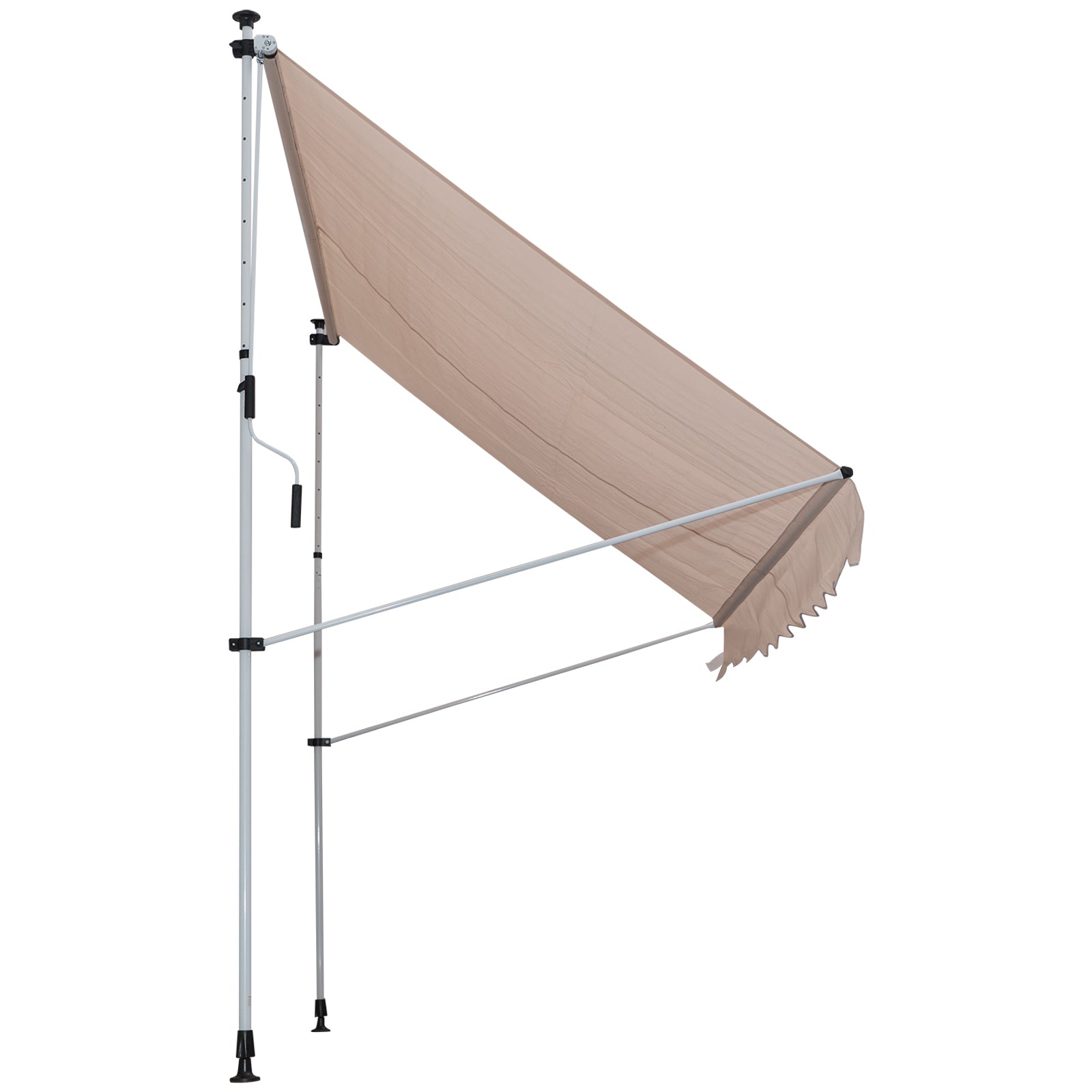Clamp Awning with Hand Crank Adjustable Height Articulated Arm Awning Dirt-Repellent, Weather-Resistant Balcony Awning 150cm Wide Patio Awning for Patio Balcony Veranda Cream White