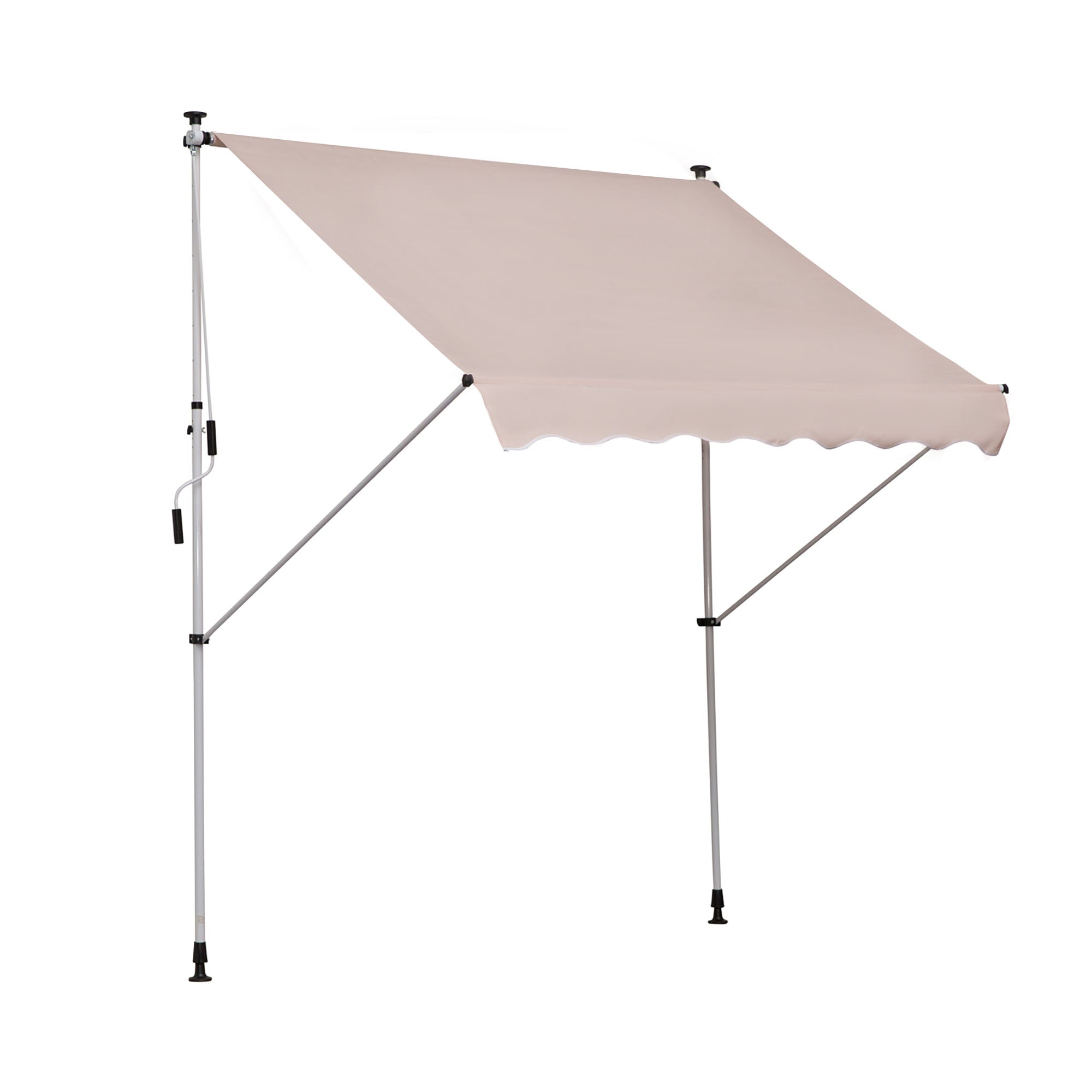 Clamp Awning with Hand Crank Adjustable Height Articulated Arm Awning Dirt-Repellent, Weather-Resistant Balcony Awning 150cm Wide Patio Awning for Patio Balcony Veranda Cream White