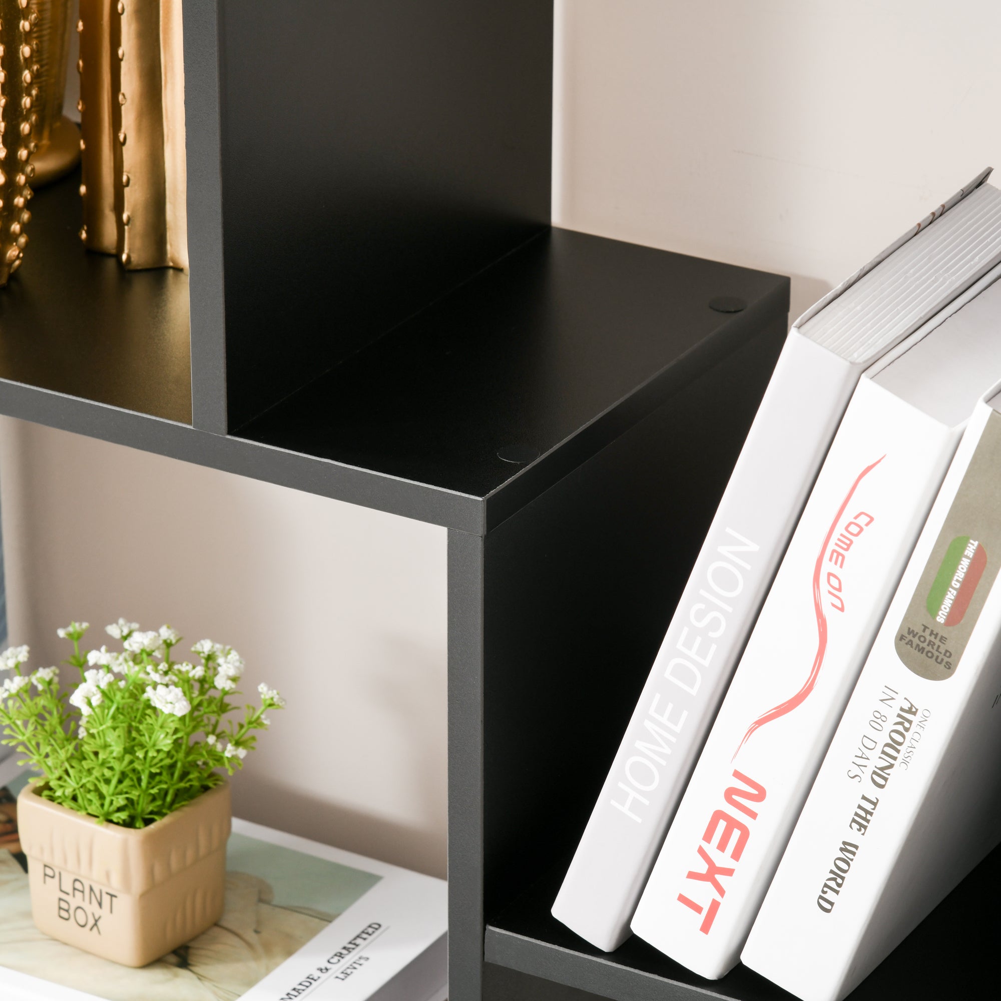 Contemporary Design Zigzag Bookcase 70L x 24W x 178H cm Particle Board Black