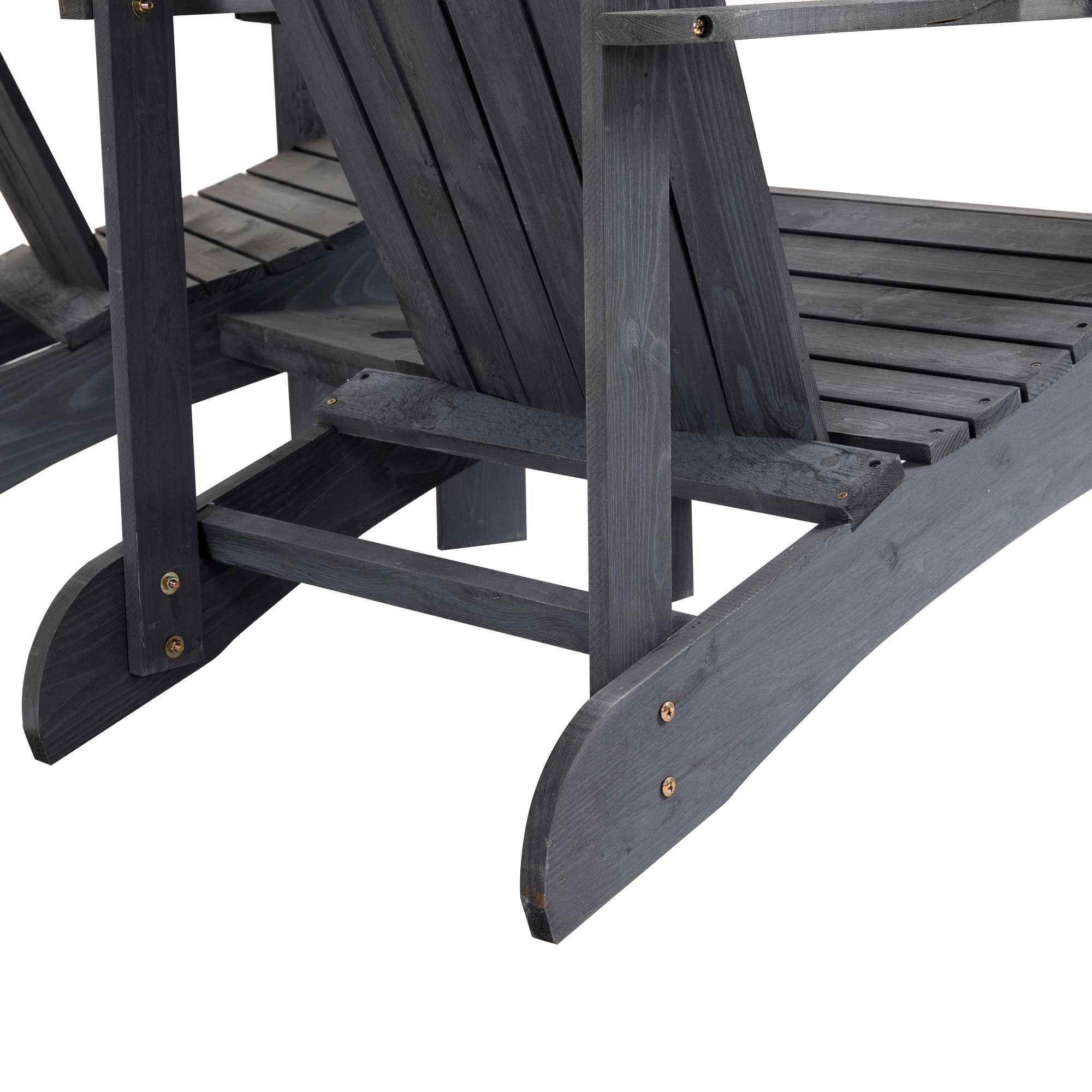 Adirondack Garden Chair with Table and Umbrella Hole 2 Seater Garden Armchair Seat group Garden Furniture for Balcony Solid Wood Dark Grey 170 x 87 x 92 cm