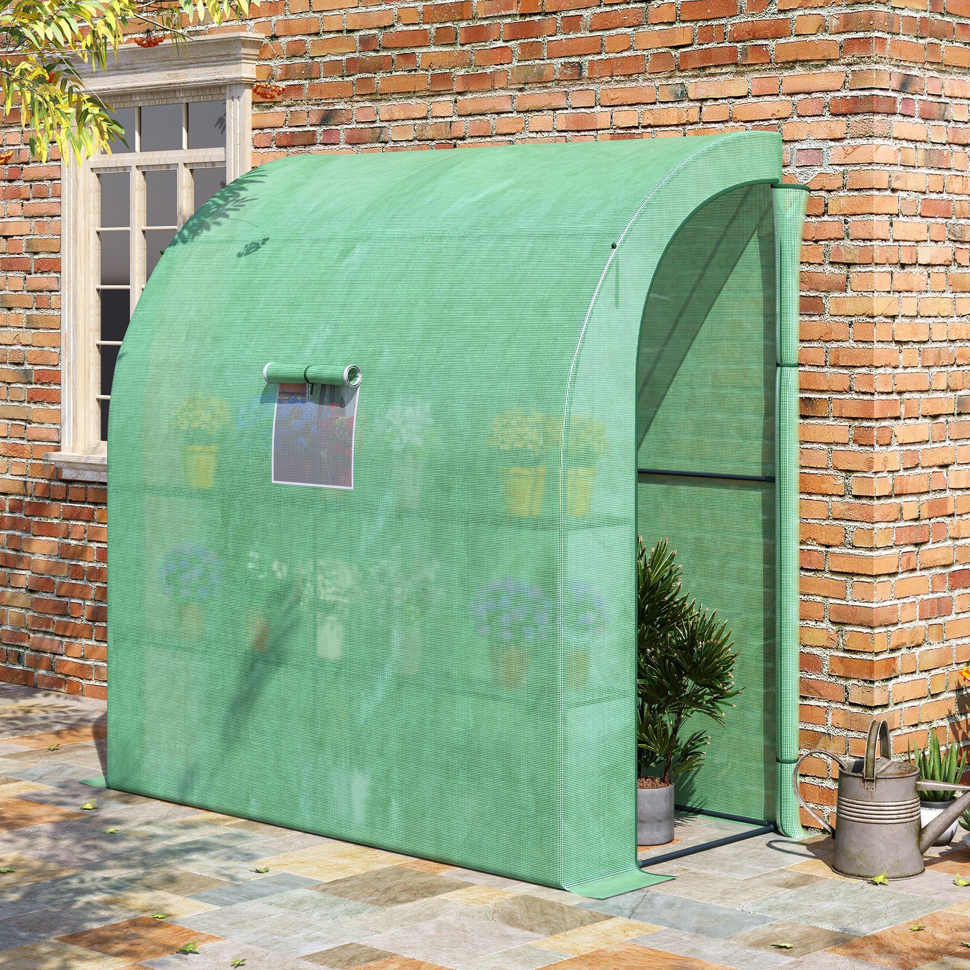 Foil Greenhouse Tomato Greenhouse with Mesh Window, Greenhouse with Roll-up Doors, Nursery with UV Protection, Green, 200 x 100 x 215 cm