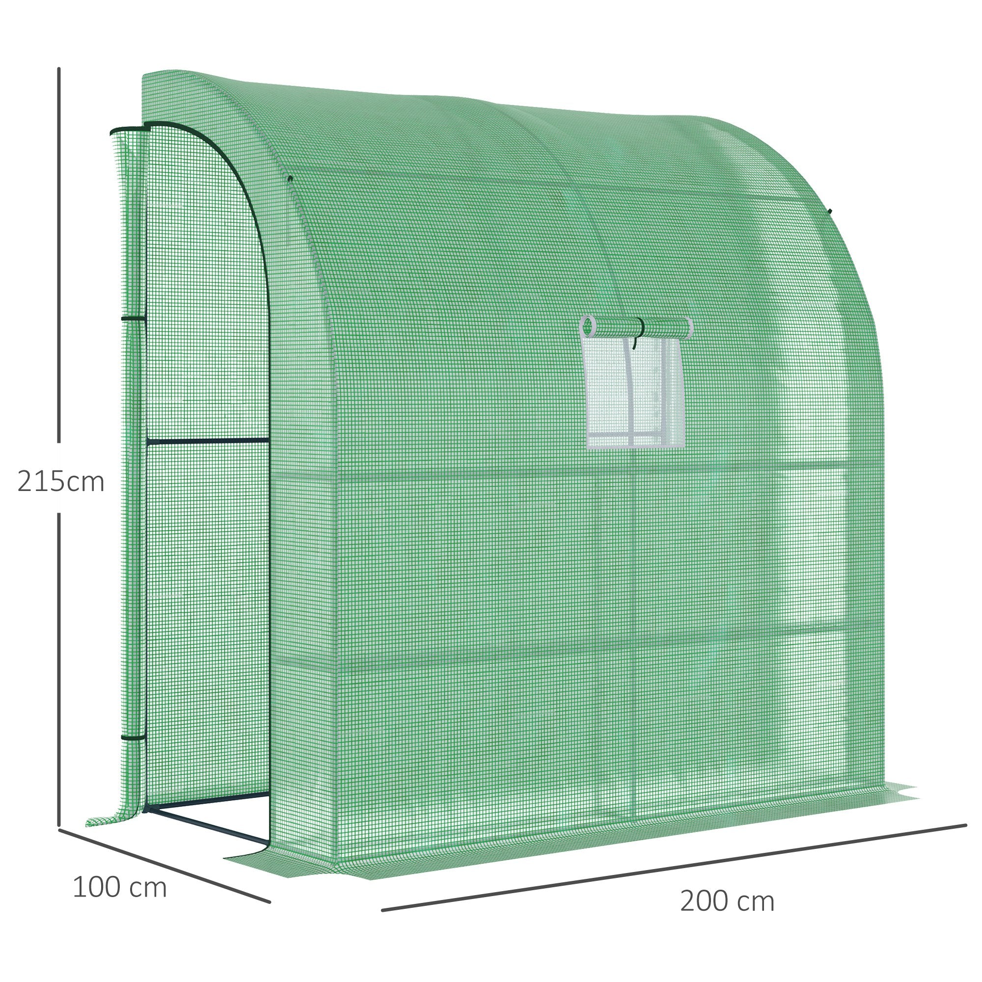 Foil Greenhouse Tomato Greenhouse with Mesh Window, Greenhouse with Roll-up Doors, Nursery with UV Protection, Green, 200 x 100 x 215 cm
