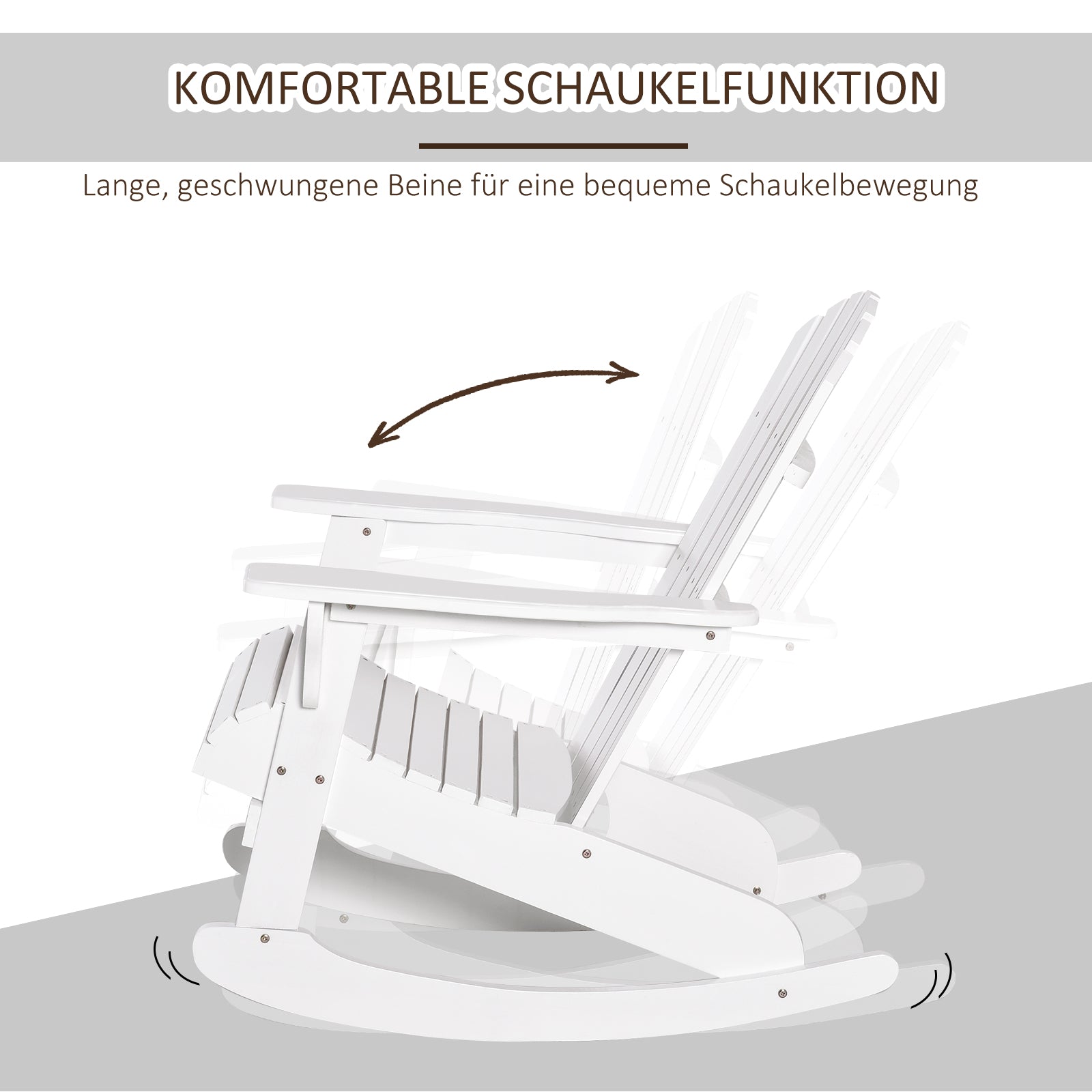 Adirondack Garden Chair Rocking Chair Rocking Armchair Garden Chair Balcony Chair White 77 x 94 x 97 cm