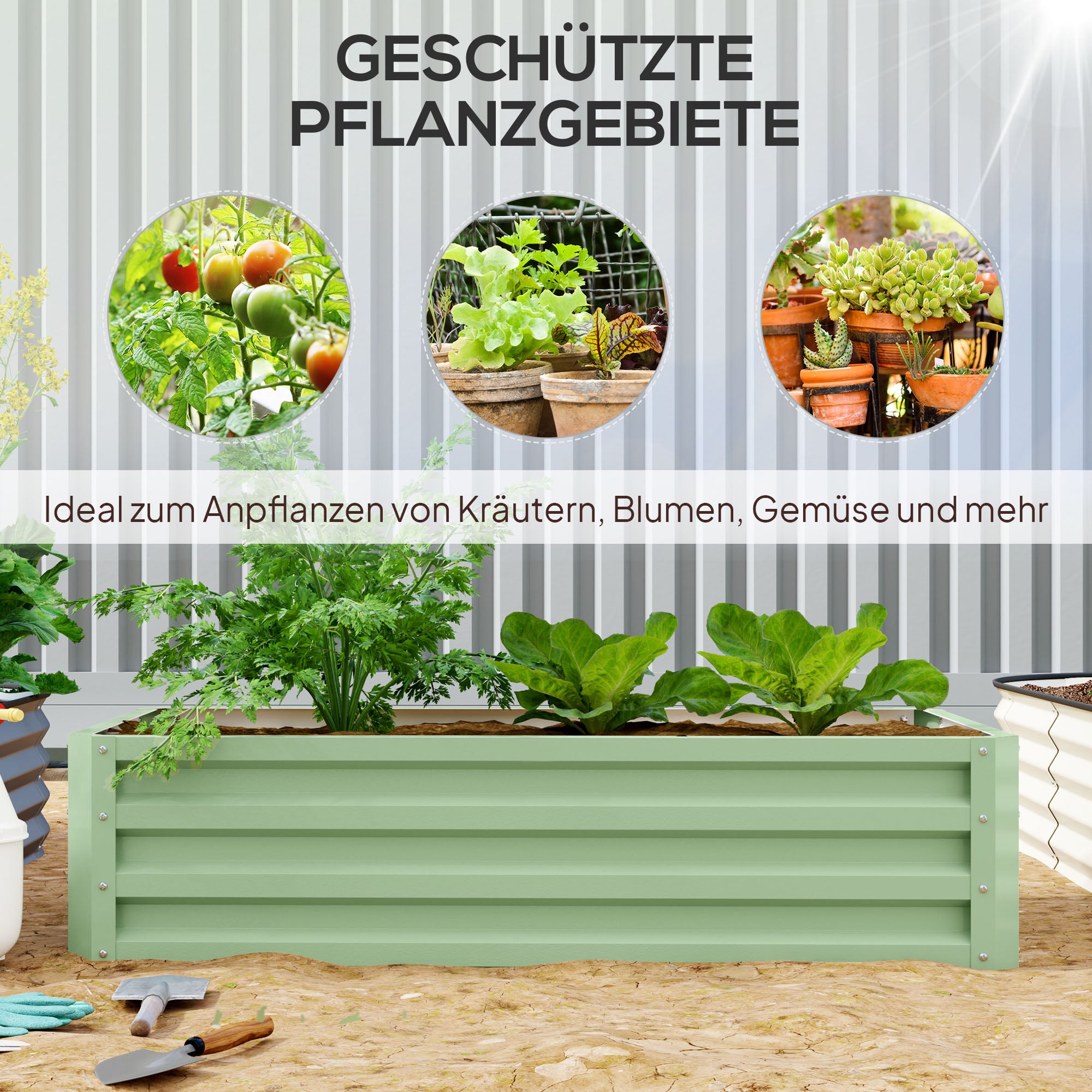 Raised Bed Steel, Plant Bed Cold Frame with Open Bottom Garden Bed Planter Vegetable Bed 120x60x30.5 cm for Garden Balcony Terrace, Planter Box for Flowers, Plants, Fruit, Vegetables