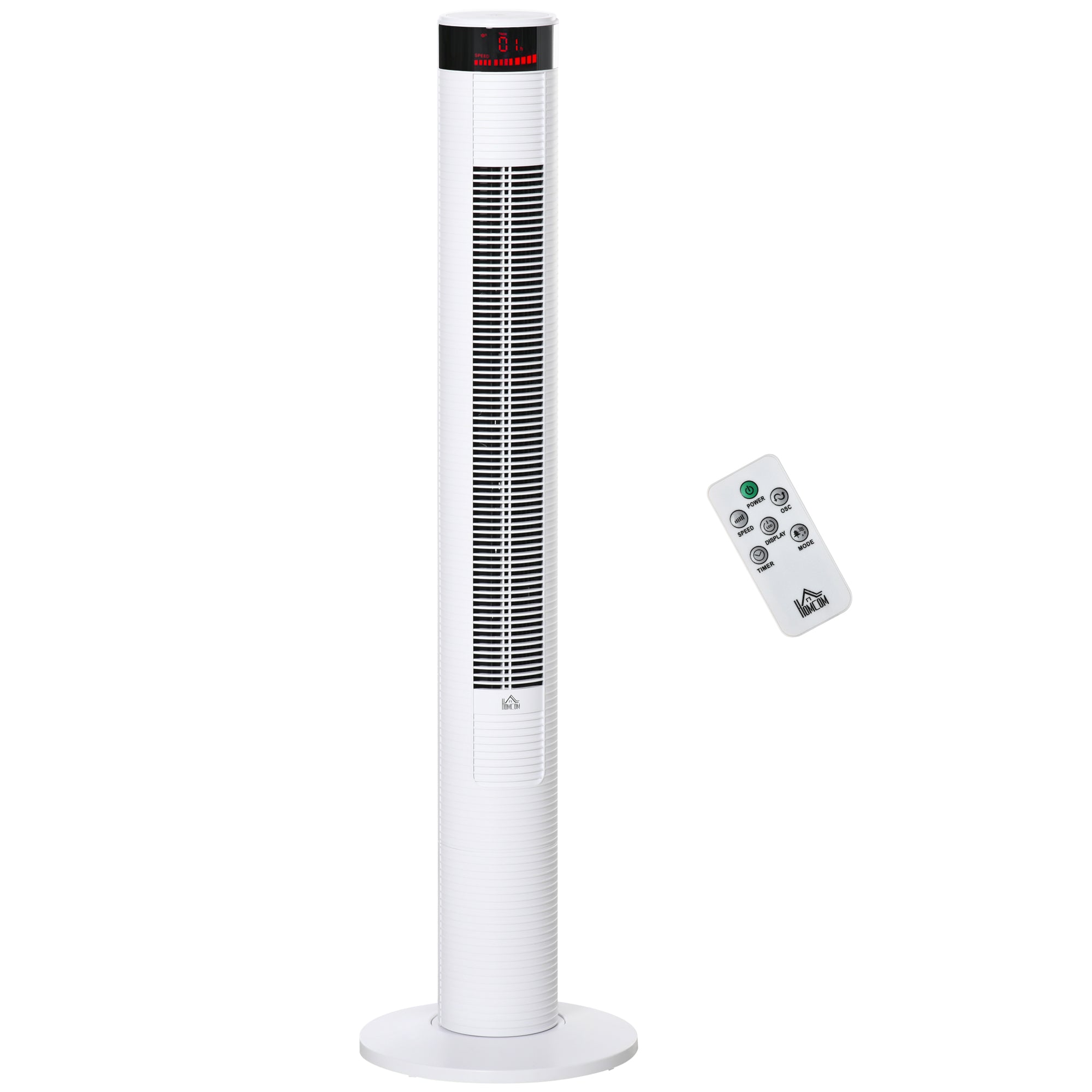 Tower Fan with 3 Speeds 4 Modes, 45W, 12h Timer, 70° Oscillating Tower Fan, LED Panel and Remote Control, White