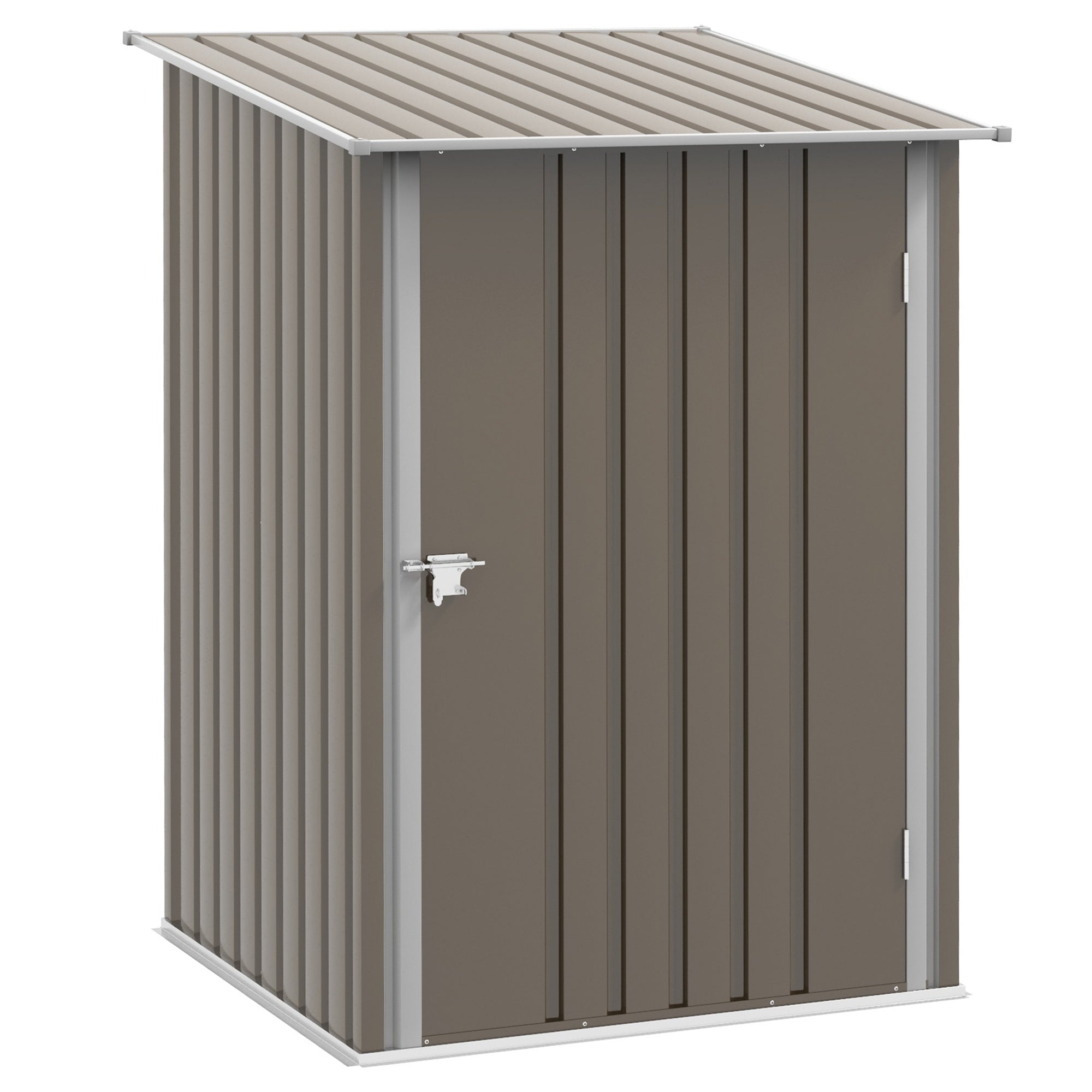 Garden Shed 1m² - Tool Storage - Lockable shed door - dim. 1L x 1.03W x 1.6H m - corrugated brown and white steel sheet