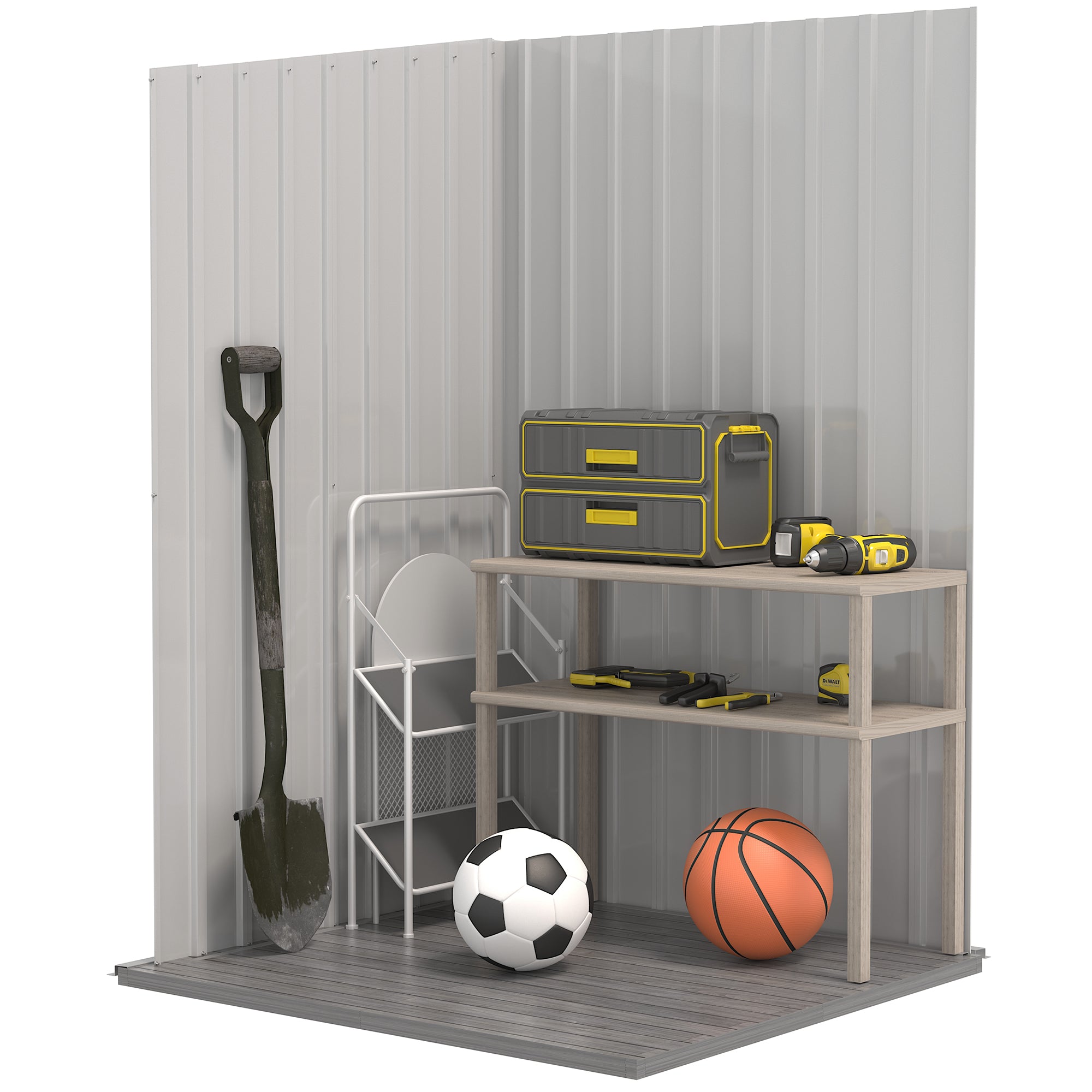 Garden Shed 1m² - Tool Storage - Lockable shed door - dim. 1L x 1.03W x 1.6H m - corrugated brown and white steel sheet