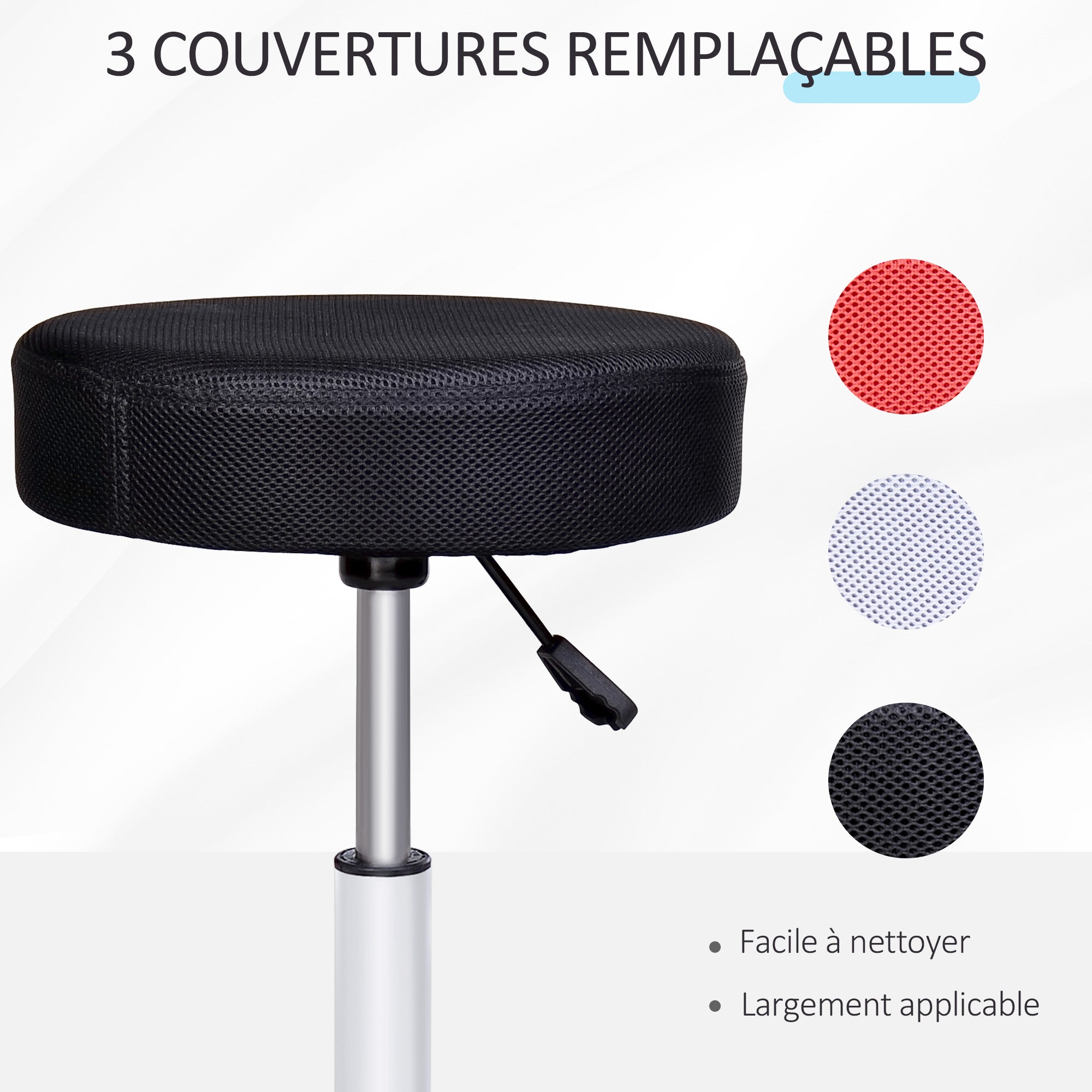 Height Adjustable Swivel Massage Stool with Three Color Protective Covers