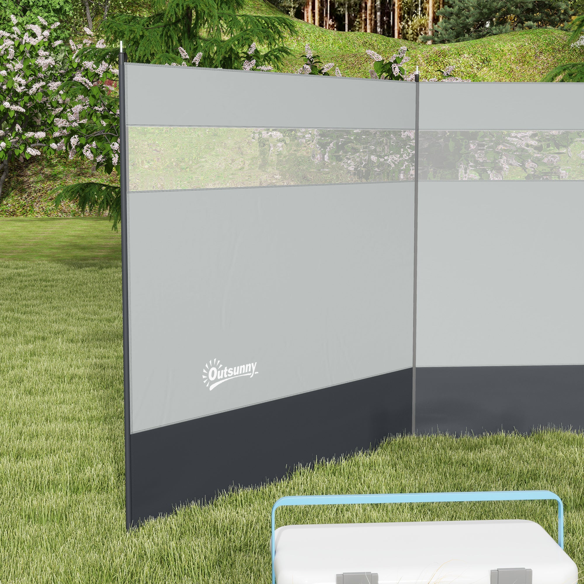 Foldable Windbreak Camping Privacy Screen with Light Window Heringen Ropes Windshield Fence Beach Windshield Beach Protection for Camping Garden, Beach, Patio 440 x 140 cm Gray
