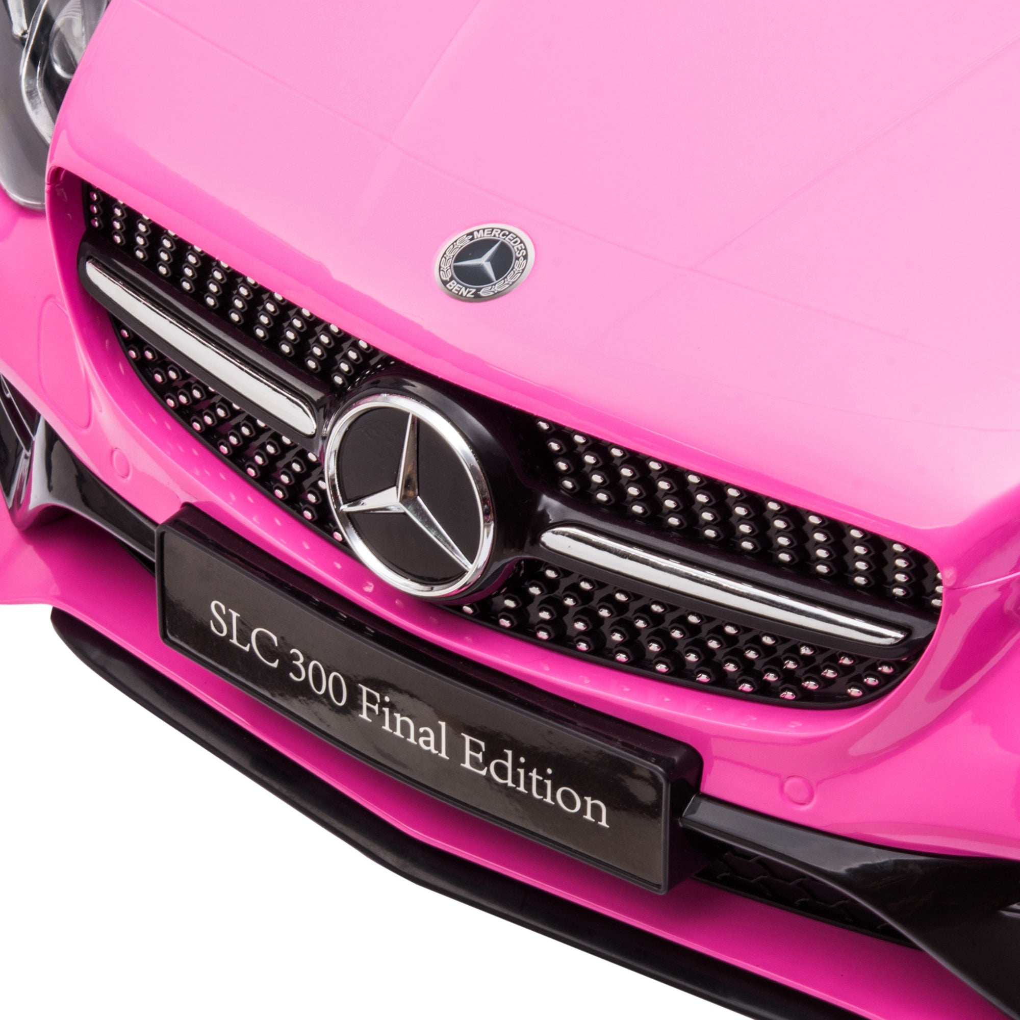 Electric Car for Kids 3+ Years Mercedes SLC 300 12V Electric Car with Remote Control LED Headlights Horn Music Pink