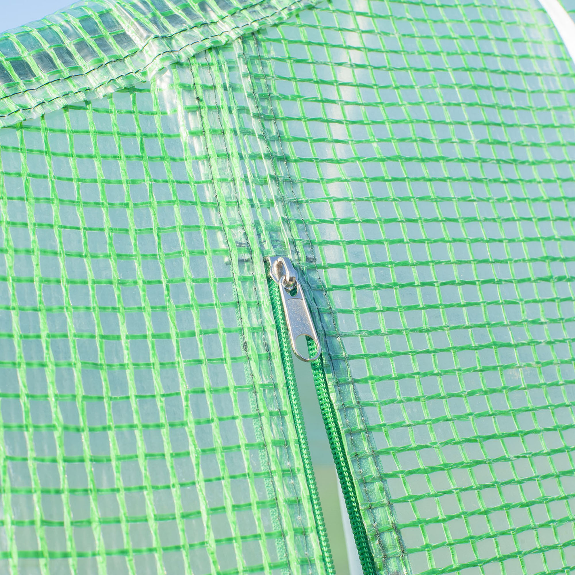 Garden Greenhouse 6x3x2 m Tunnel Type for Growing Plants Vegetables with 8 Breathable Windows and Roll-Up Zippered Door Steel Green