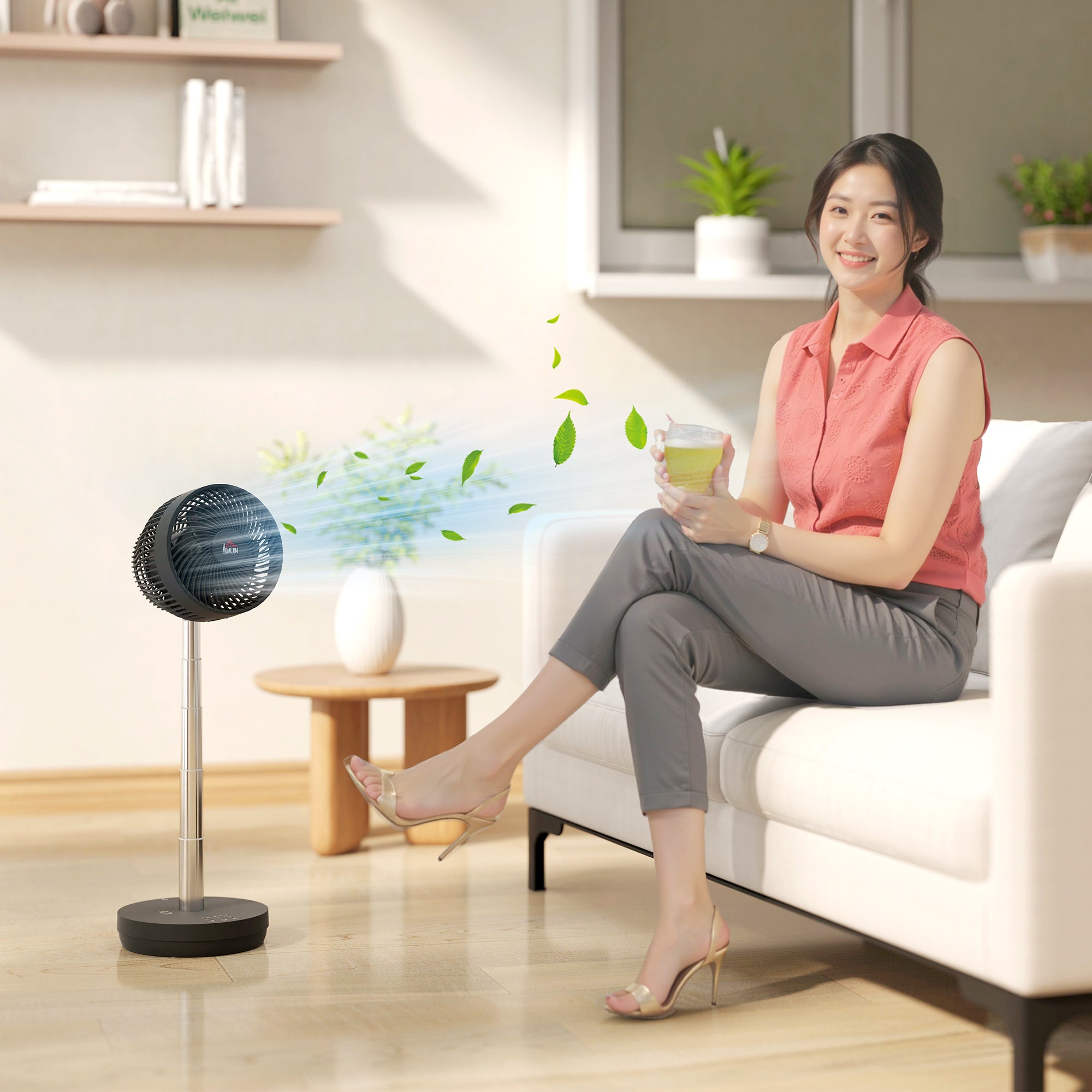 Stand Fan USB Rechargeable Fan with Remote Control Adjustable Tilt Oscillation 10 Speeds Timer Height Adjustable Telescopic Fan for Office Camping