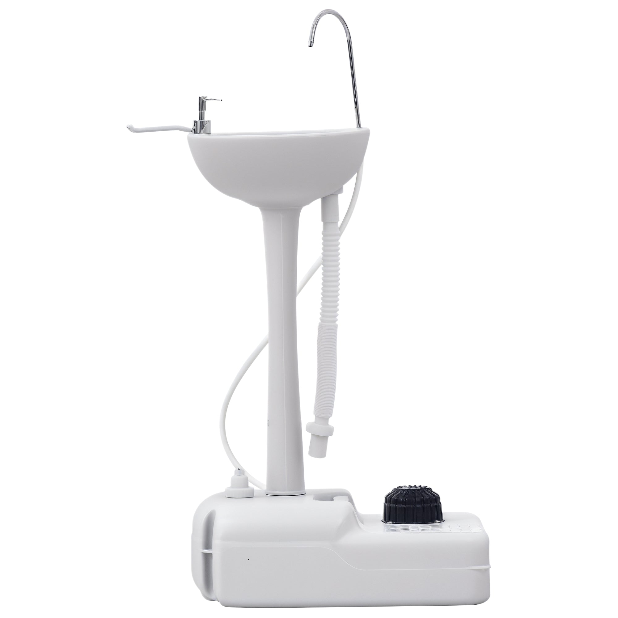Portable Sink Outdoor Washing Station for Outdoor Activities and Camping with 17L Water Tank Soap Dispenser Towel Rack and 2 Wheels HDPE 51x33.5x103 cm Light Gray
