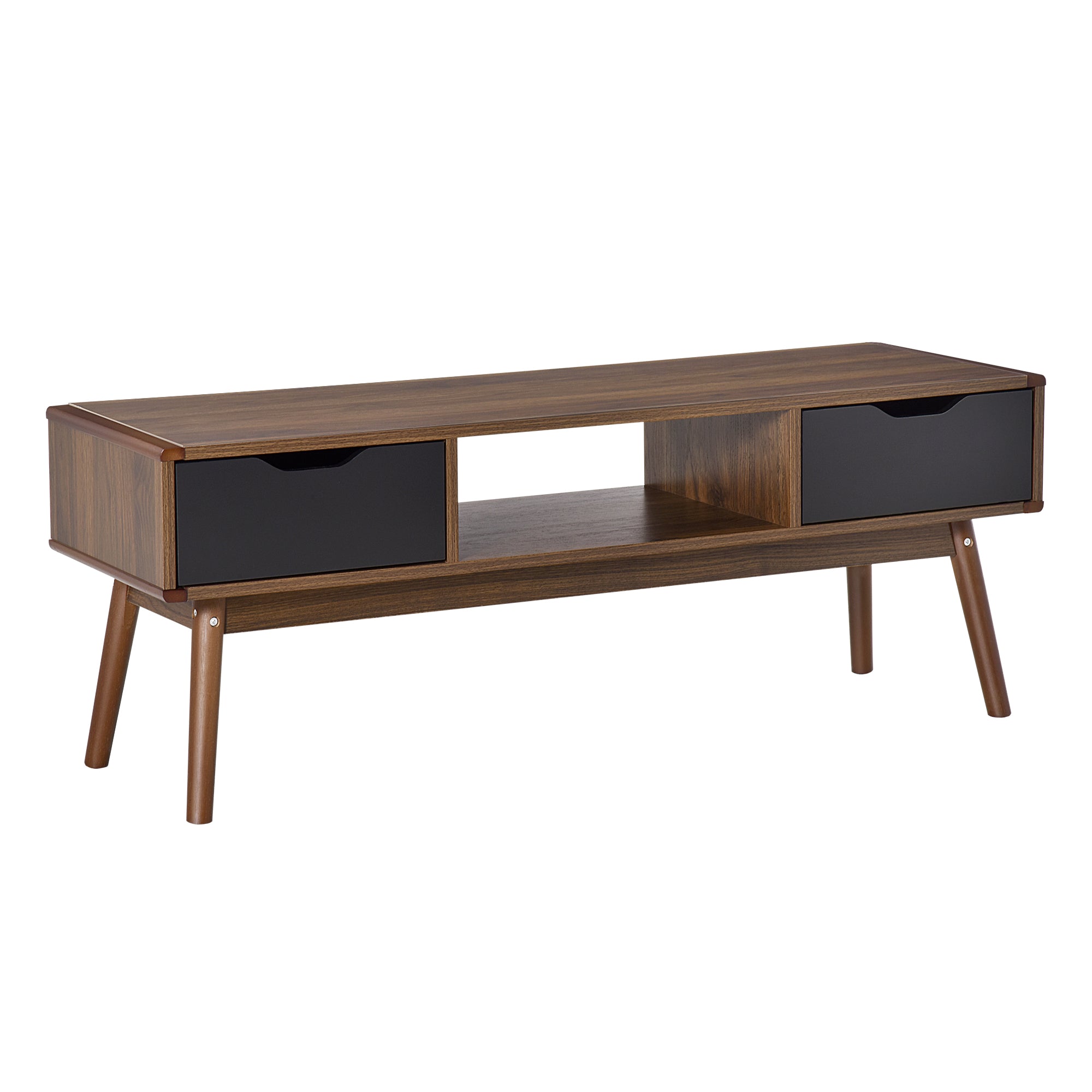 TV Stand Living Room Table for 50-Inch TV with 2 Drawers and Open Compartment Modern Style 122x39x46 cm Brown