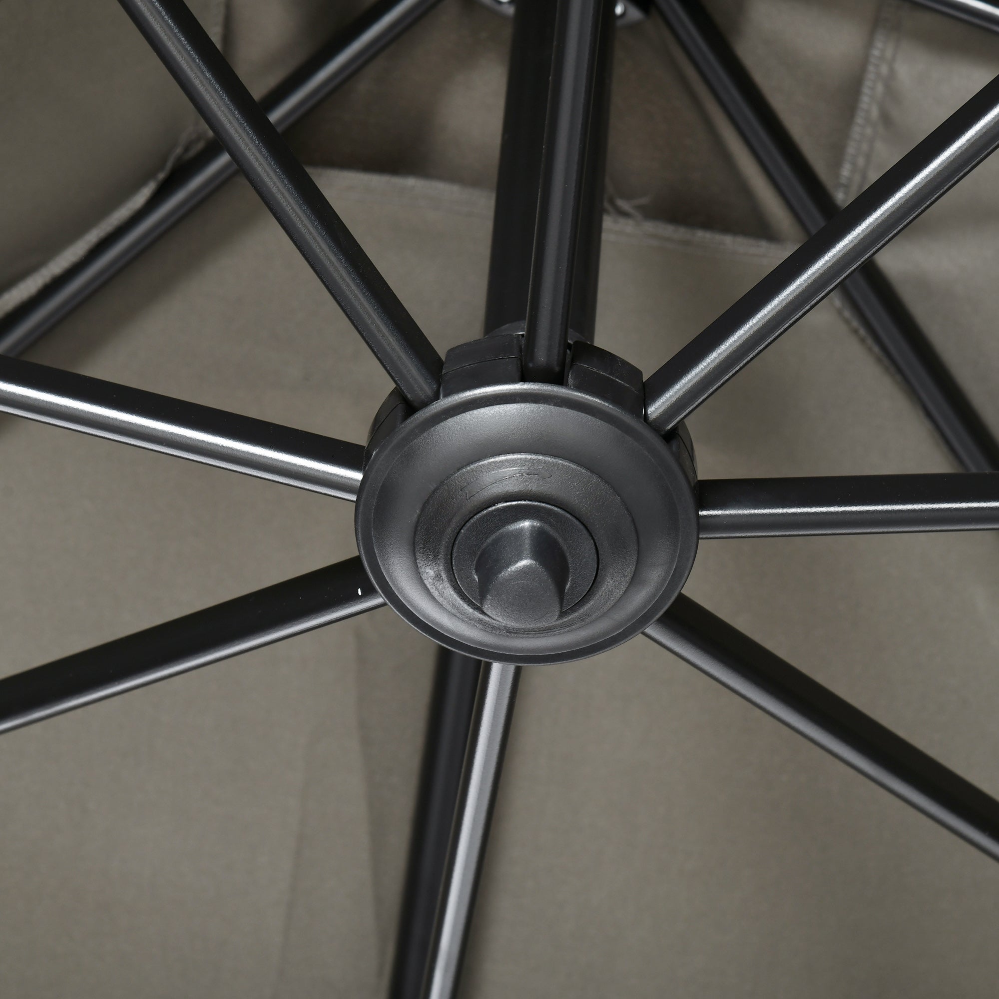 Crank Garden Umbrella 2.5x2.5 m with 360° Rotation, Cantilever Balcony Umbrella with Base, Air Vent and Adjustable Sunshade on 5 Levels, Light Grey