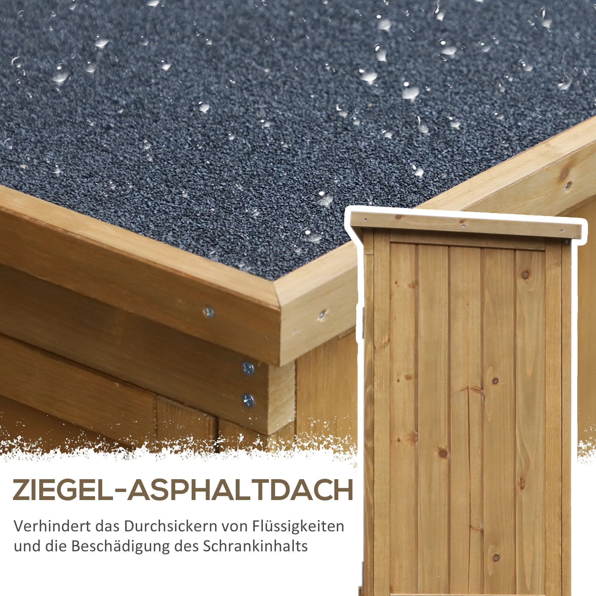 Wooden Garden Cabinet, Weatherproof Tool Shed 87x46.5x160cm, Equipment House with Door, Pent Roof, Shelves, Tool Cabinet, Garden House Toolshed for Garden, Patio, Natural Wood