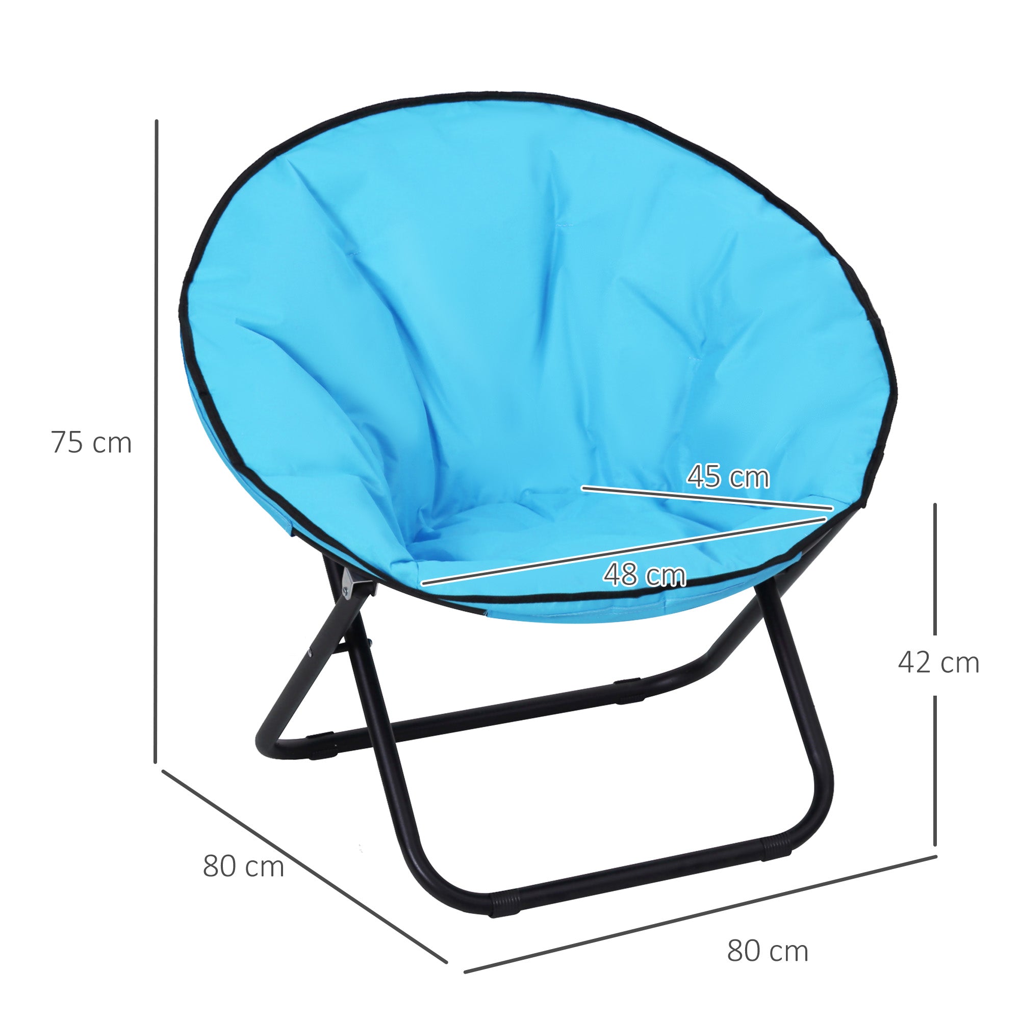 Folding Camping Chair Camp Chair with Backrest, Foldable Chair up to 120kg, Padded Moon Chair Extra Wide, Foldable Outdoor Chair for Garden, Balcony, Camping, Blue