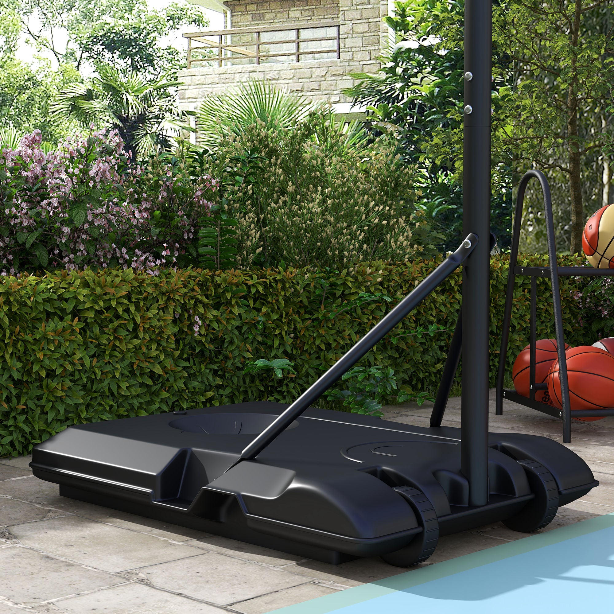 SPORTNOW Basketball Hoop with Stand, 179-209 cm Adjustable Height Basketball Stand with Wheels, Basketball System Base, Outdoor, Steel, Multicolored