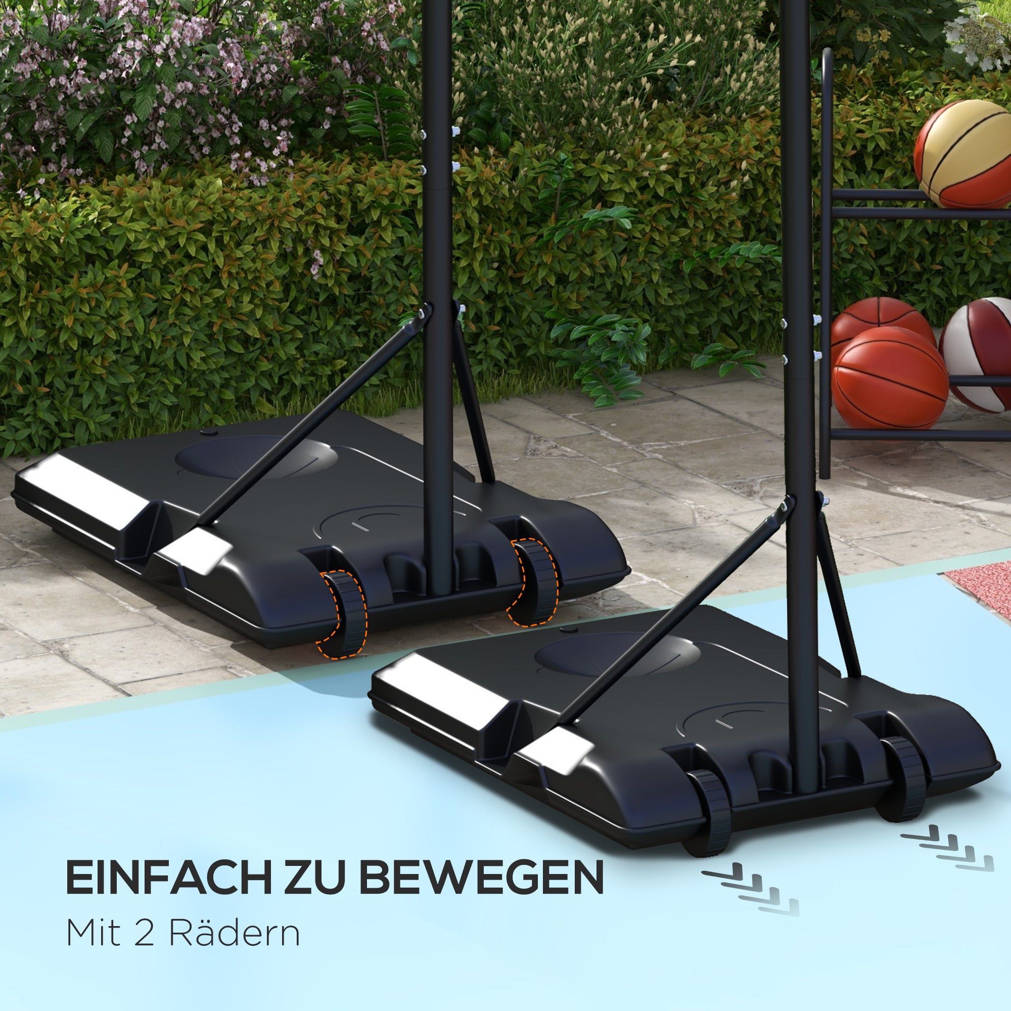 SPORTNOW Basketball Hoop with Stand, 179-209 cm Adjustable Height Basketball Stand with Wheels, Basketball System Base, Outdoor, Steel, Multicolored