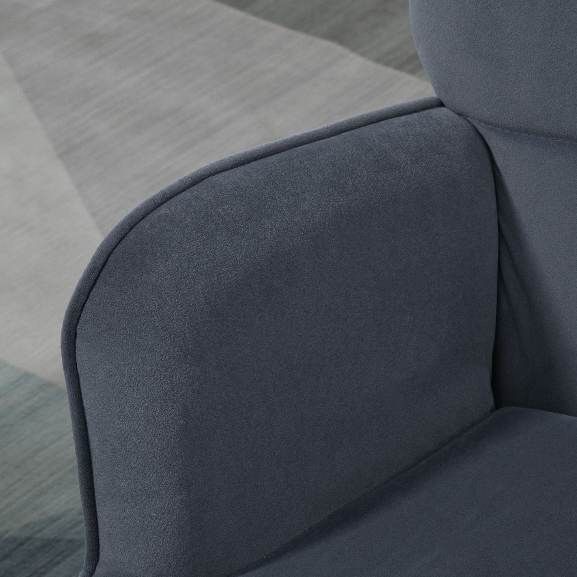 Wingback Chair with Footstool Armchair Lounge Chair with Velvet Look, Modern Recliner Chair, Upholstered Reading Chair for Living Room, Bedroom, Dark Gray