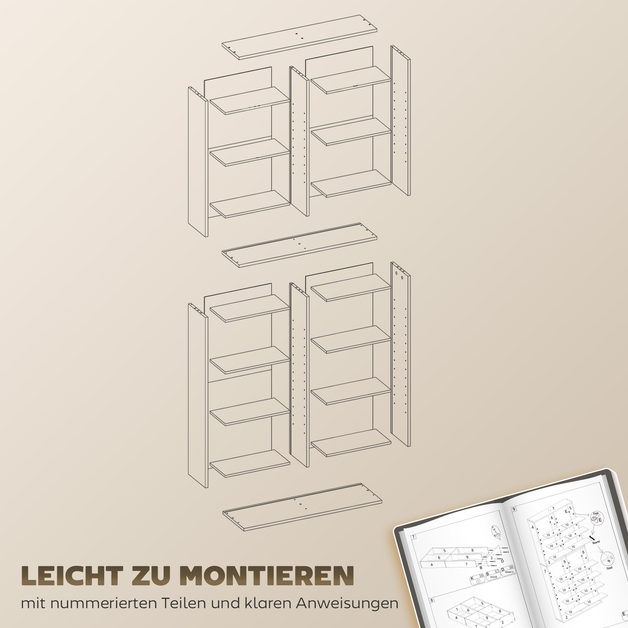 Media Shelf for CDs, DVDs & Blu-rays – Holds up to 640 CDs / 360 DVDs / 430 Blu-rays, Adjustable Shelves, Natural Wood Finish (31 x 9.4 x 68.9 in)