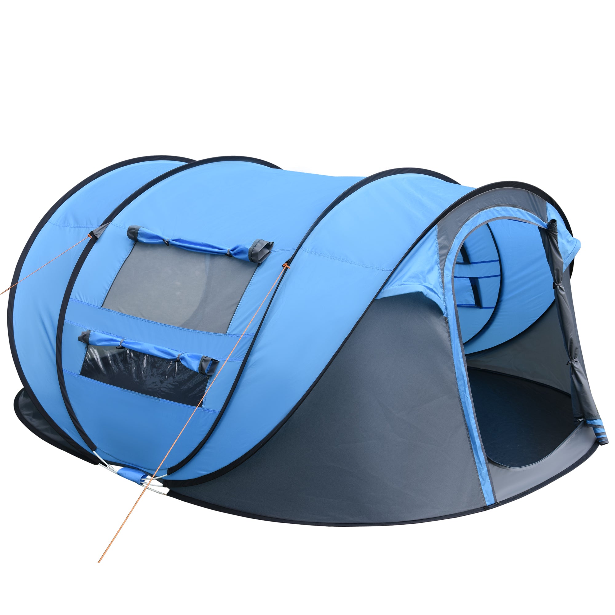 Pop up Camping Tent for 4-5 People Instant Camping Tent with Windows Pockets and Waterproof UV Protection Carry Bag 263.5x220x123 cm Blue