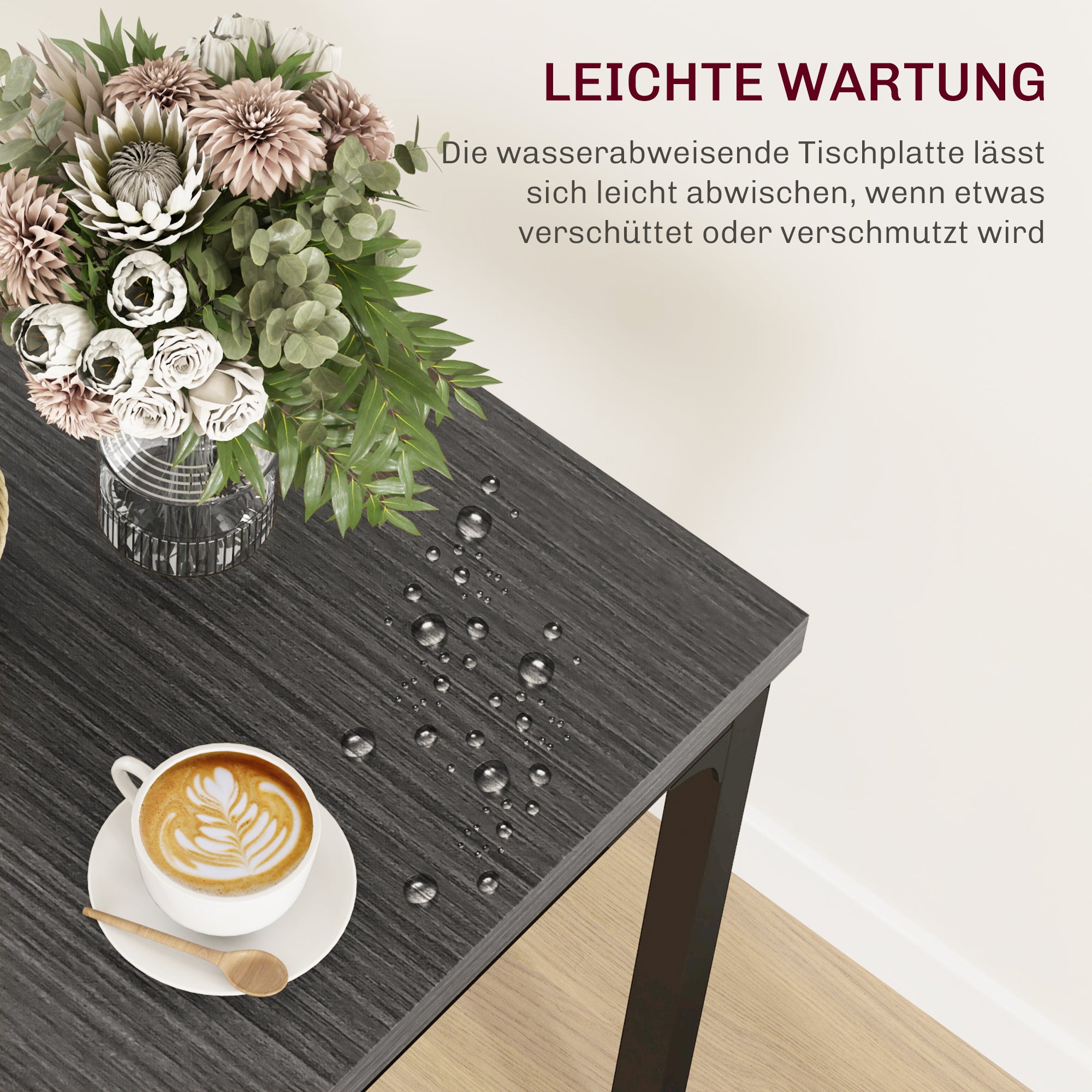 3-Piece Dining Set — Kitchen Table with 2 Chairs, Gray Metal Frame