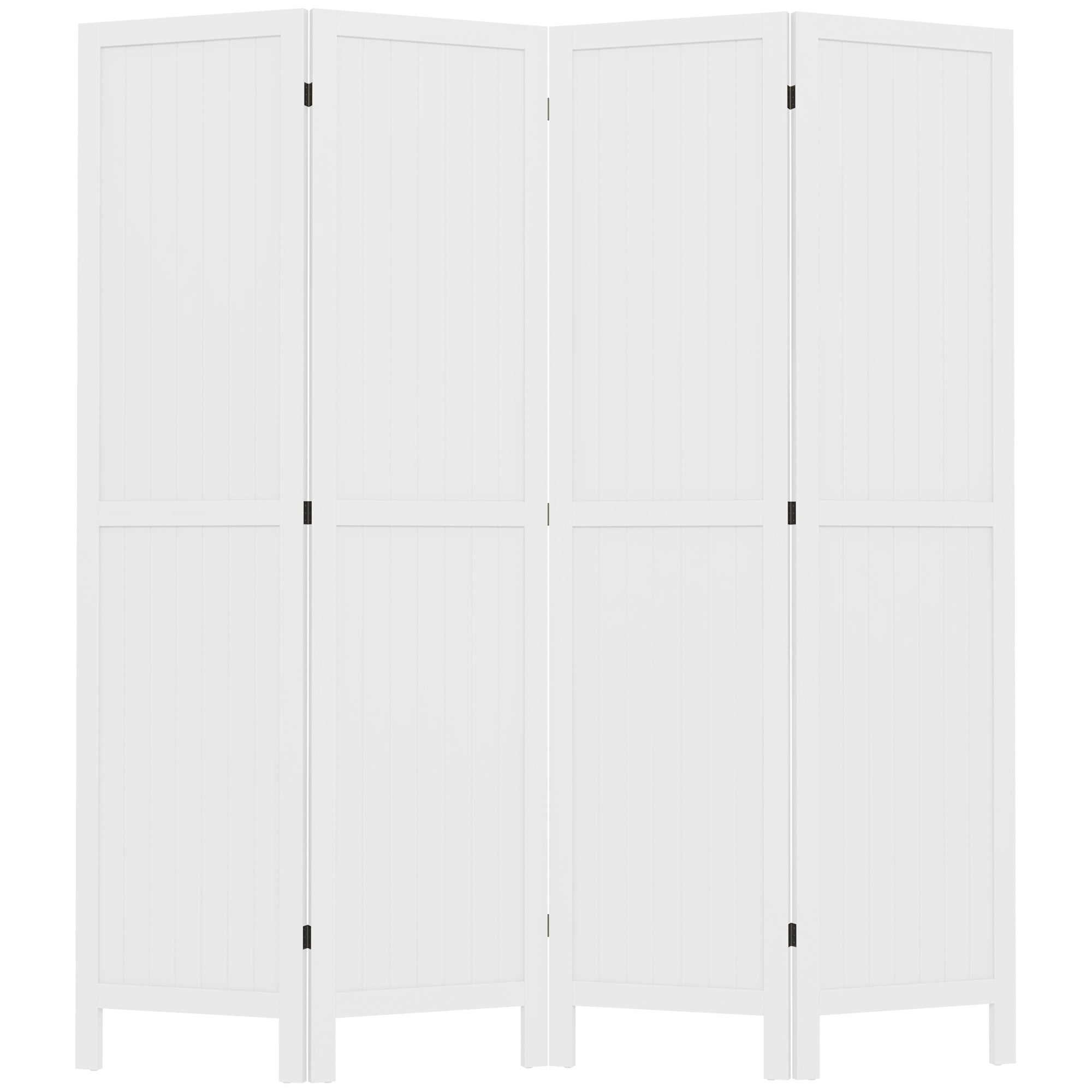 Wooden Room Divider Interior Partition Foldable 4 Panels Wood 160 x 170 cm White