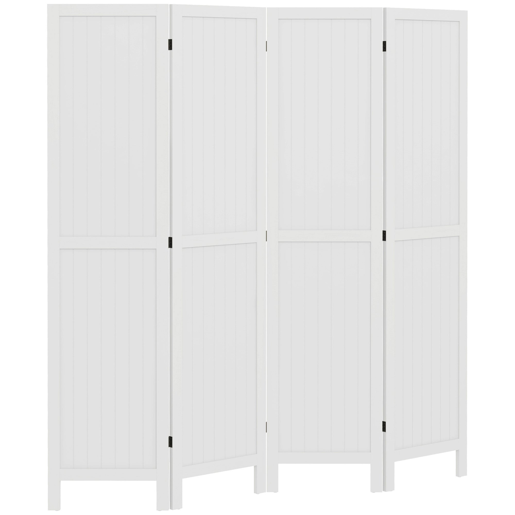 Wooden Room Divider Interior Partition Foldable 4 Panels Wood 160 x 170 cm White