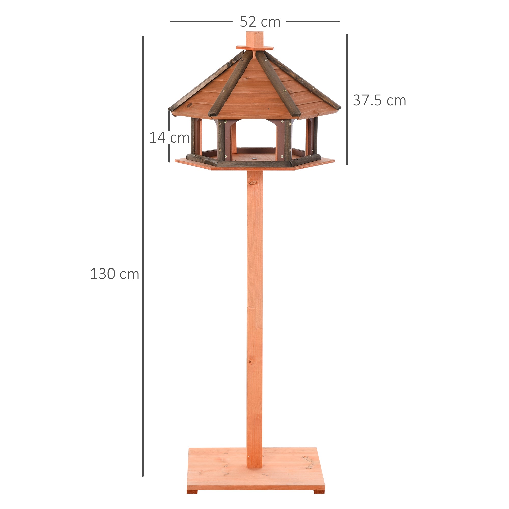 Birdhouse with Stand Weatherproof Bird Feeder House with Weatherproof Roof Wooden Bird Feeder for Wild Birds Ø52 x 130H cm Natural