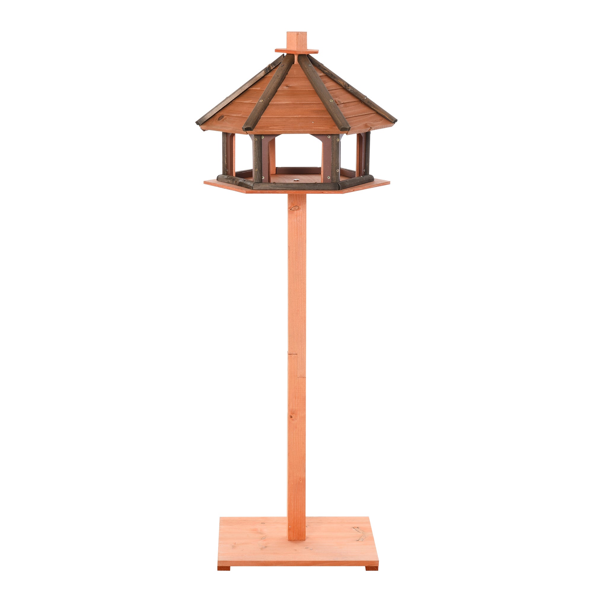 Birdhouse with Stand Weatherproof Bird Feeder House with Weatherproof Roof Wooden Bird Feeder for Wild Birds Ø52 x 130H cm Natural