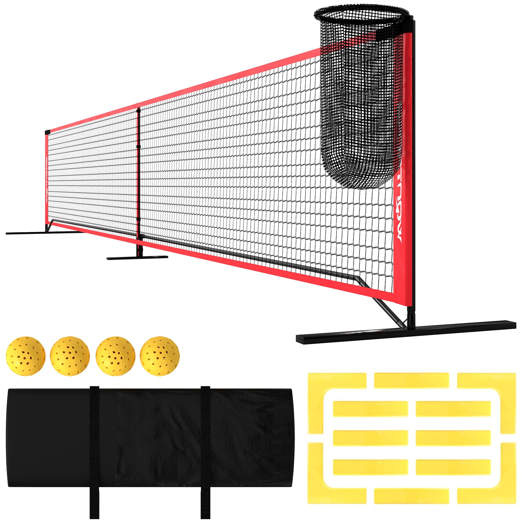 SPORTNOW Pickleball Net Portable Set 6.7m Pickleball System with Net, Court Marker Set, Ball Collector, Four Balls, and Carrying Bag for Outdoor, Driveway