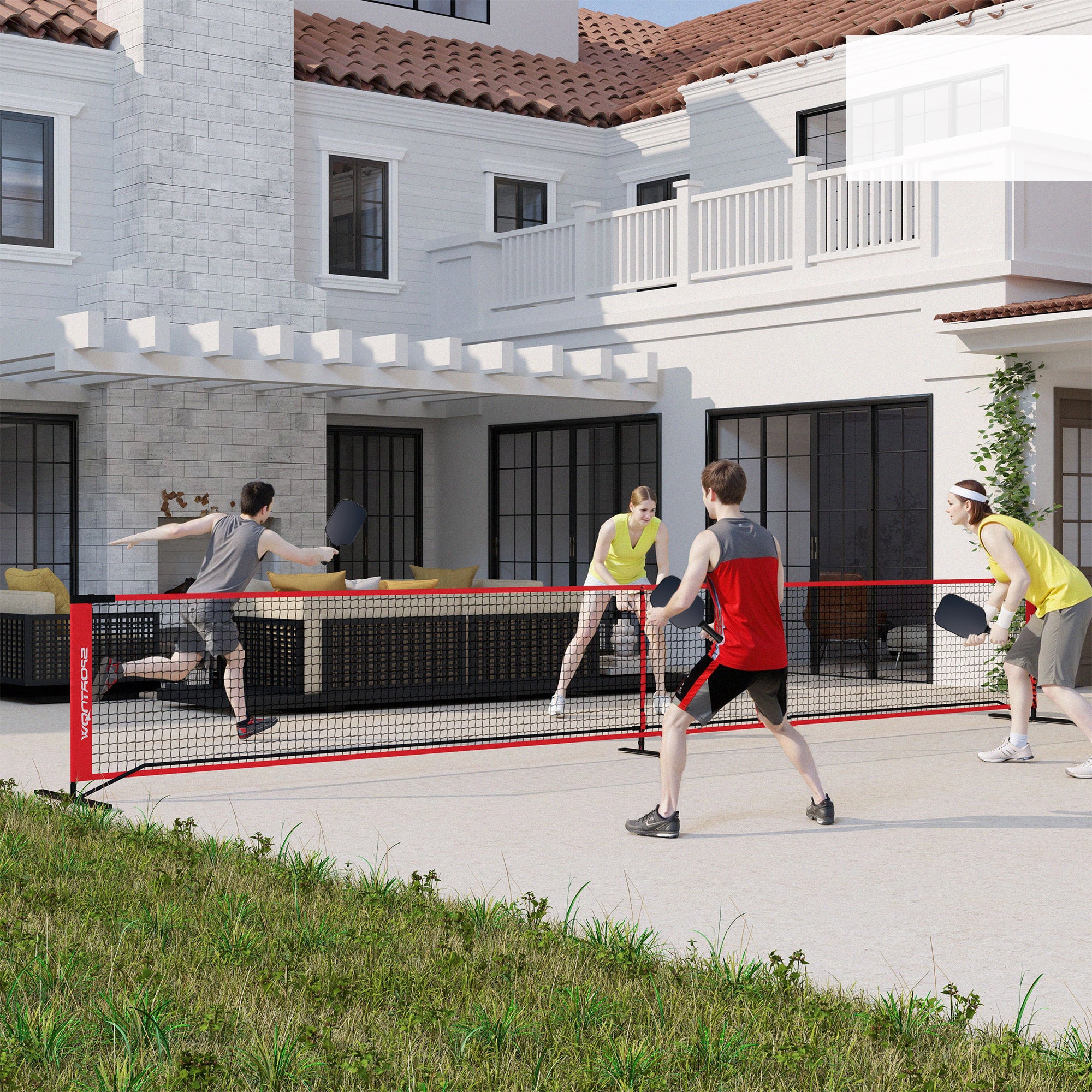 SPORTNOW Pickleball Net Portable Set 6.7m Pickleball System with Net, Court Marker Set, Ball Collector, Four Balls, and Carrying Bag for Outdoor, Driveway