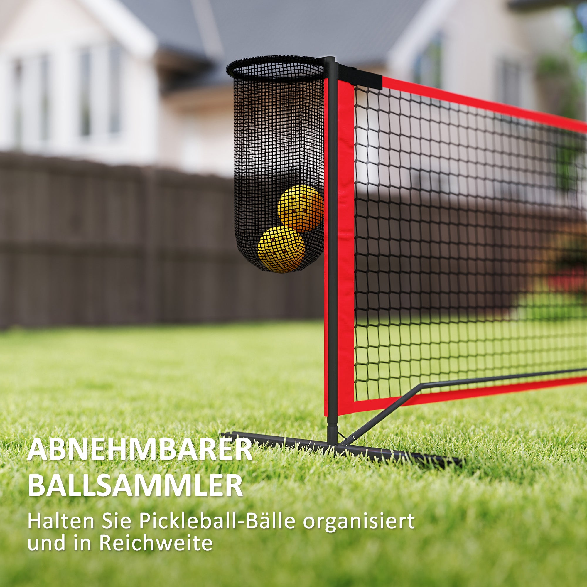 SPORTNOW Pickleball Net Portable Set 6.7m Pickleball System with Net, Court Marker Set, Ball Collector, Four Balls, and Carrying Bag for Outdoor, Driveway