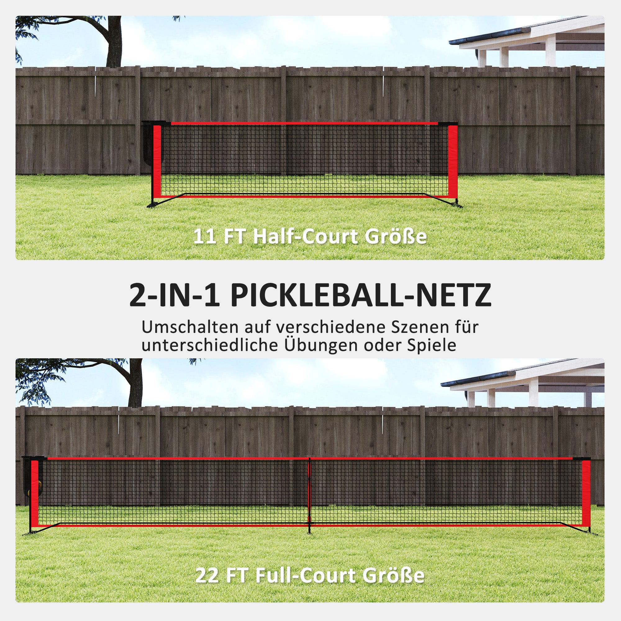 SPORTNOW Pickleball Net Portable Set 6.7m Pickleball System with Net, Court Marker Set, Ball Collector, Four Balls, and Carrying Bag for Outdoor, Driveway