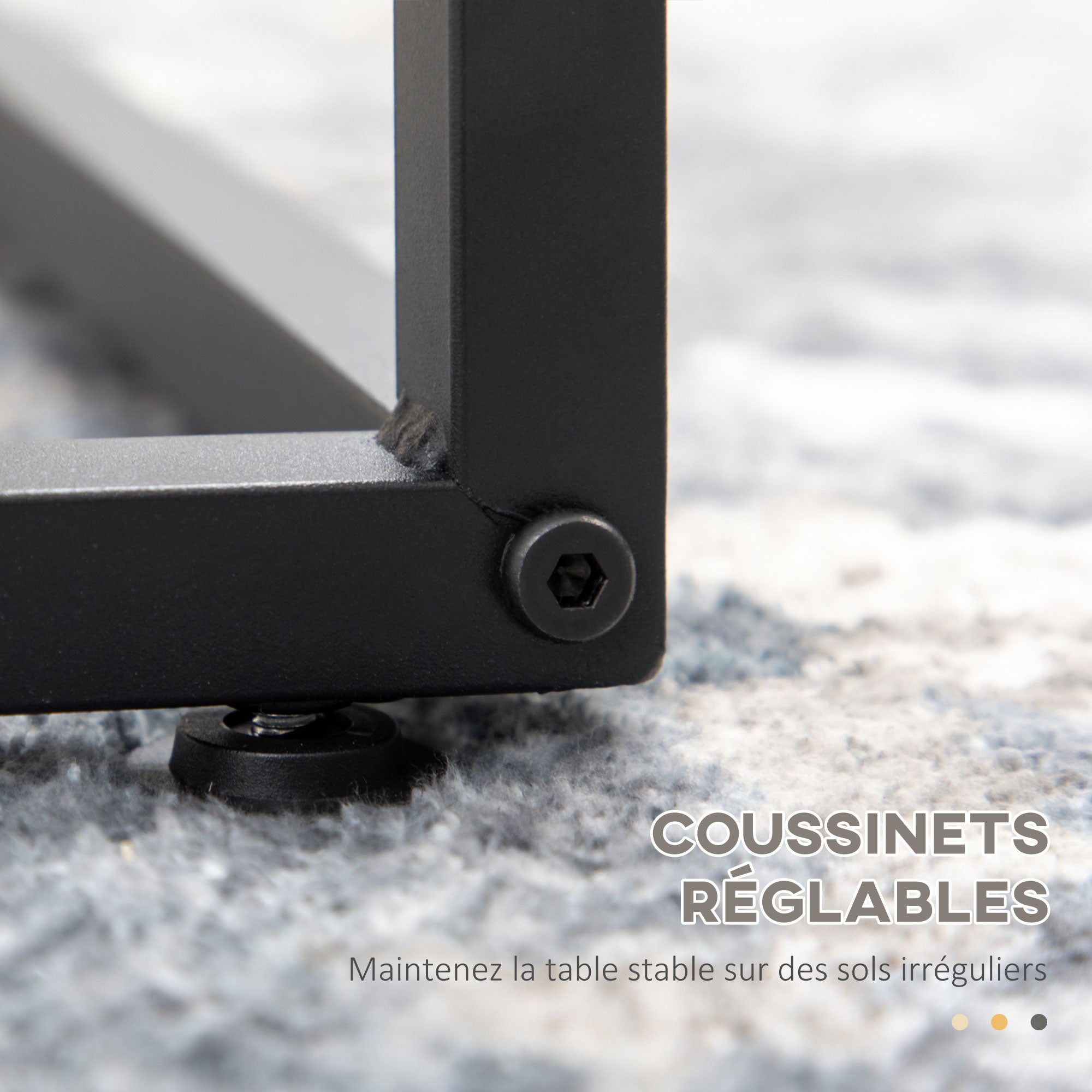 Rectangular Industrial Style Coffee Table with 1 Shelf and 1 Storage Shelf - 106 x 55 x 45 cm