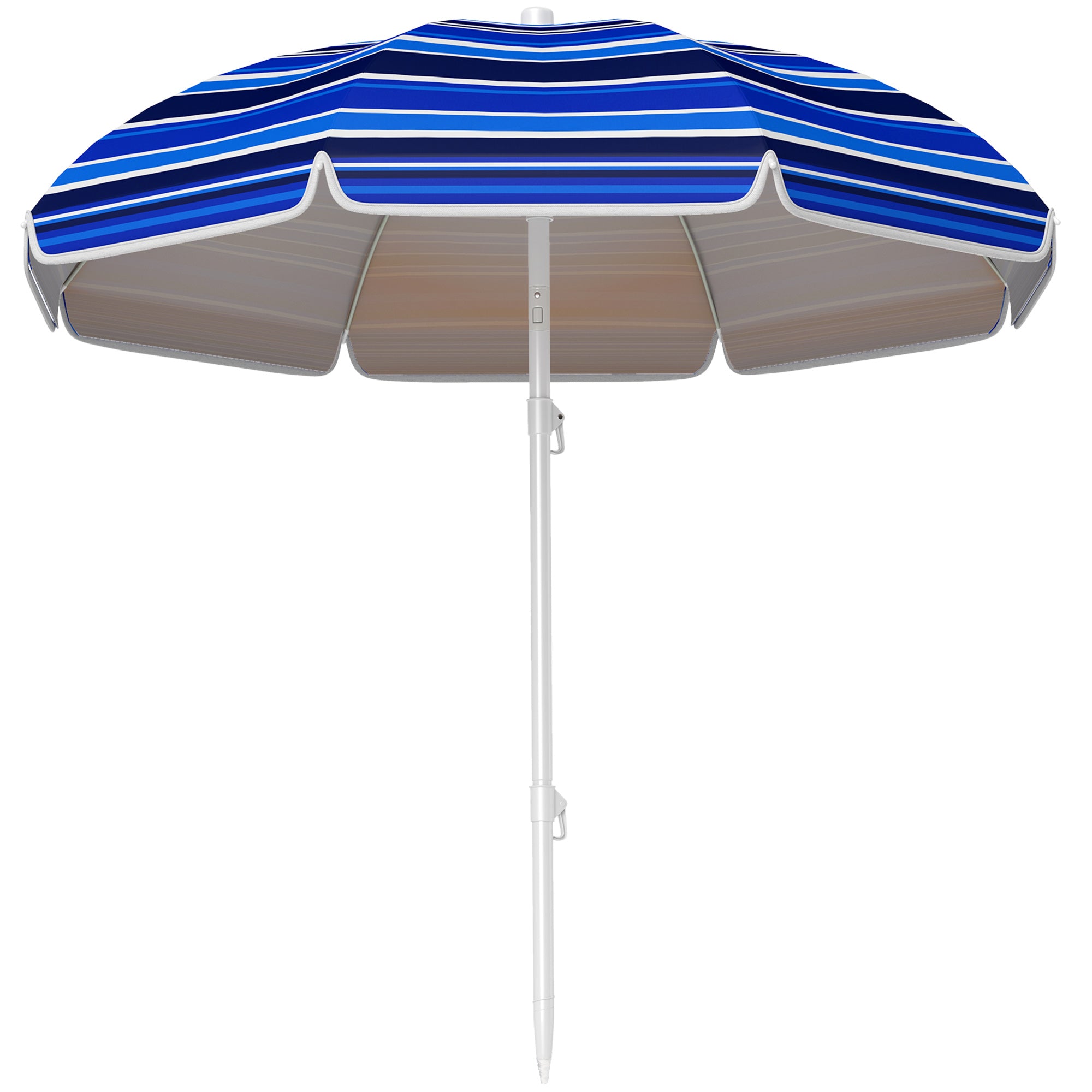 Large Beach Umbrella Ø180 cm, Patio Umbrella Foldable with Adjustable Angle UV50+ Protection, Waterproof, 32 mm Pole Multicolor
