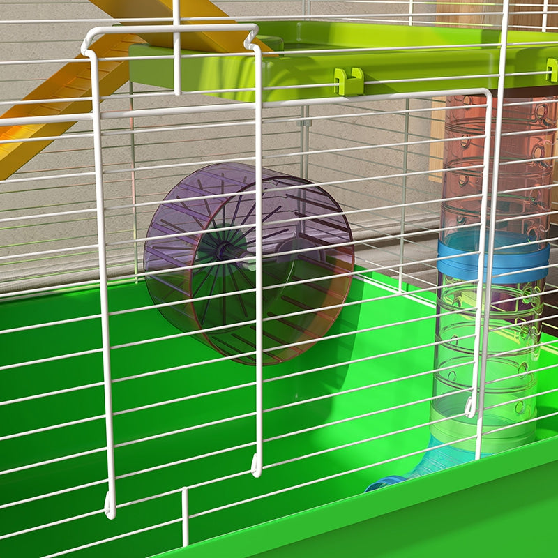 Large hamster cage rodent cage 5 levels with tunnels, water bottle, wheel, house, ladders, dim. 59L x 36W x 69H cm