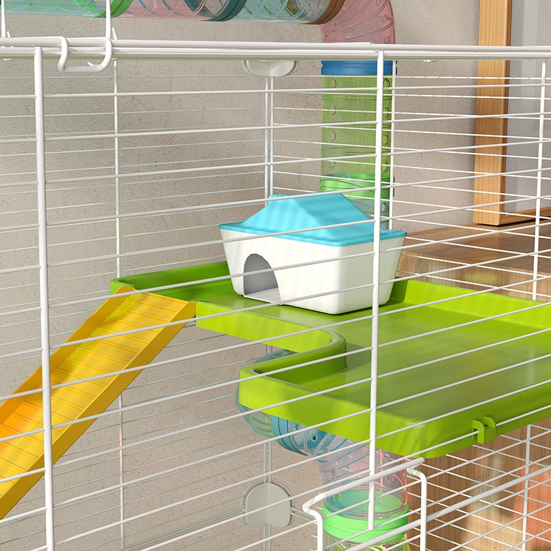 Large hamster cage rodent cage 5 levels with tunnels, water bottle, wheel, house, ladders, dim. 59L x 36W x 69H cm