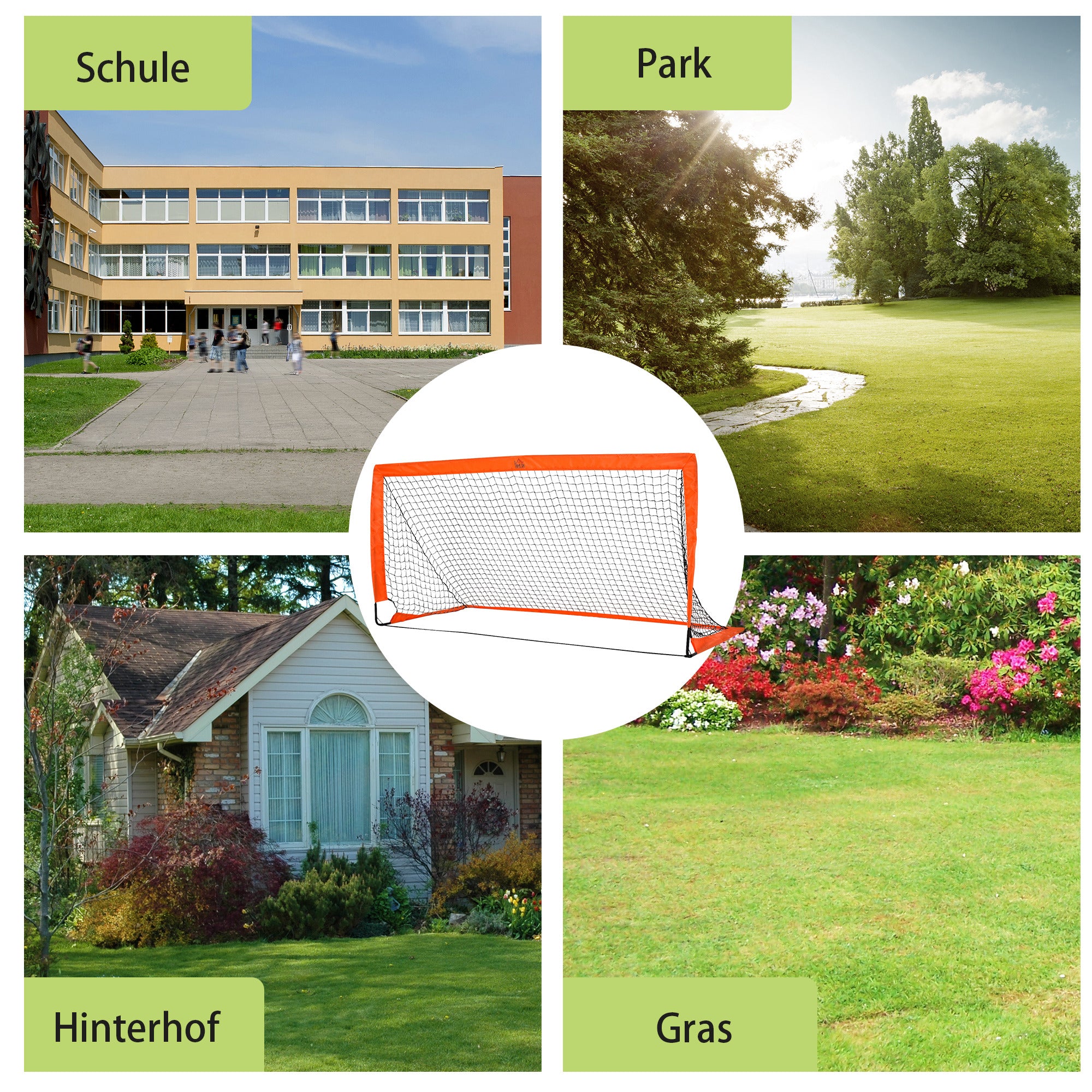 Football Goal 2-Pack Foldable 183 x 90 x 90 cm Football Goal with Carrying Bag Weatherproof Outdoor Soccer Goals for Adults Football Goals for Garden Training Leisure Orange