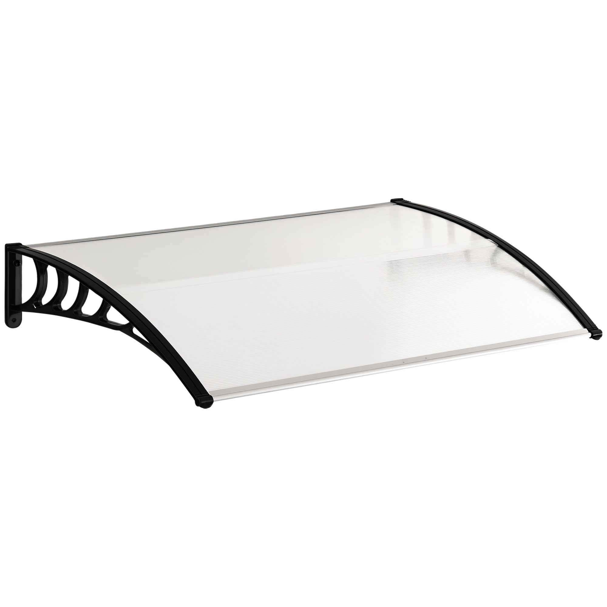 Front Door Canopy 89 x 122 cm Door Canopy made of Polycarbonate, Curved Canopy with UV Protection, Sunshade Rain Cover for Outdoor, White
